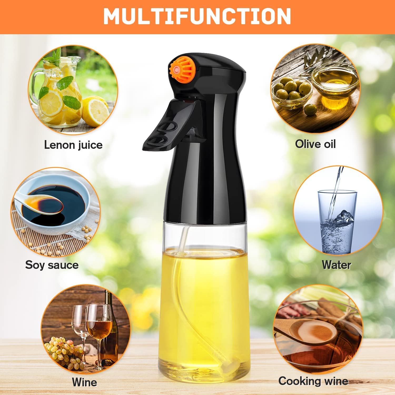 PUWOWYE 2 Pezzi Nebulizzatore Olio In Vetro E Acciaio 100 Ml – Spruzzino Per Friggitrice Ad Aria, Cucina, Insalate, BBQ