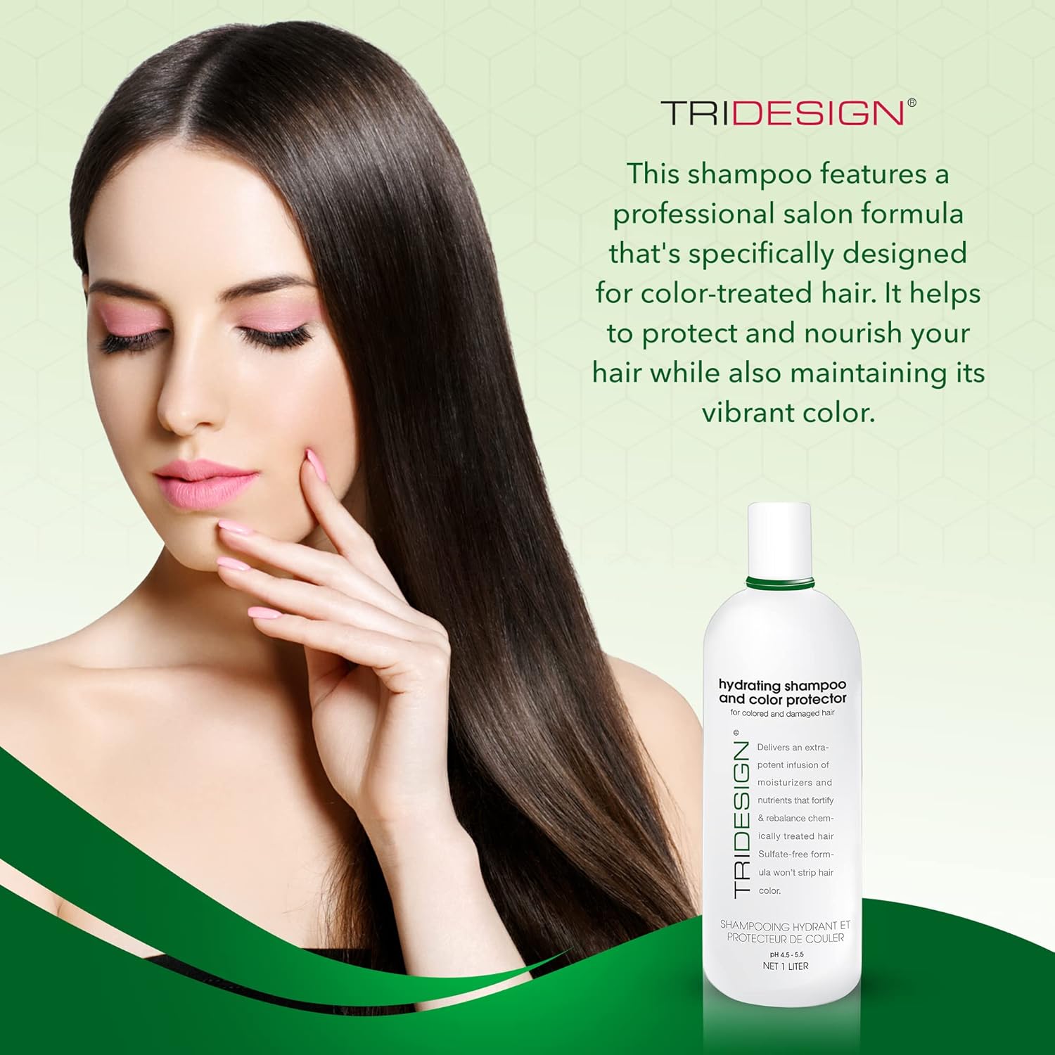 TRIDESIGN Hydrating Shampoo for Color Treated Hair, Sulfate and Paraben Free Color Care Treatment, Concentrated Hair Color Shampoo, Gently Cleanses -33.8 Fluid Ounce