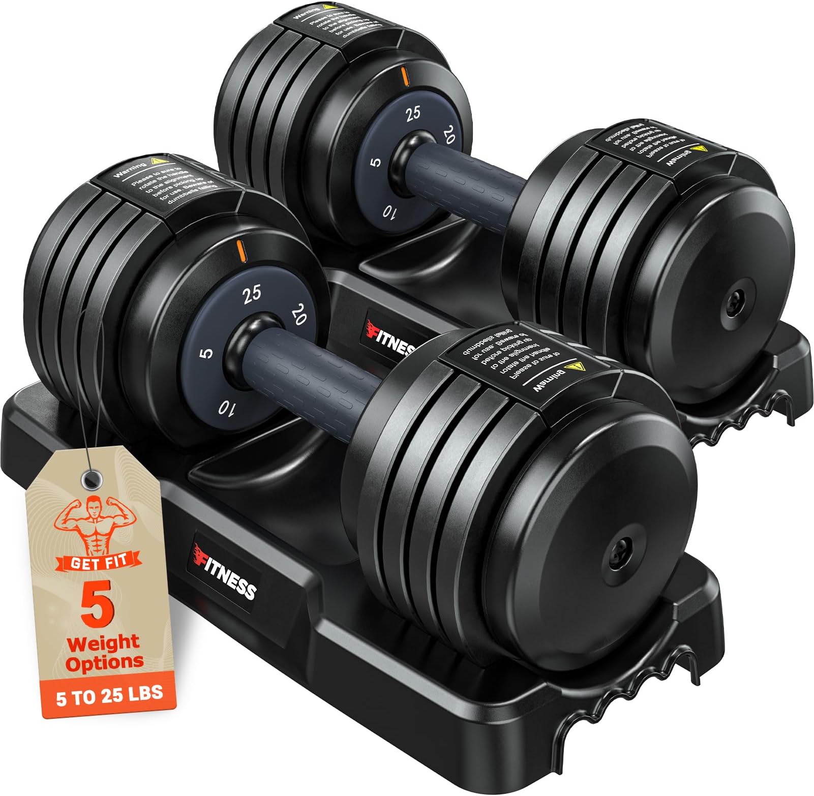 Adjustable Dumbbells Set of 2, 1 Hand Adjustable Weights Dumbbells Set, 5 in 1/10 in 1 Free Dumbbell with Anti-Slip Texture Handle, 25/55/80lb Pair Weight Set For Home Gym Suit both Men and Women