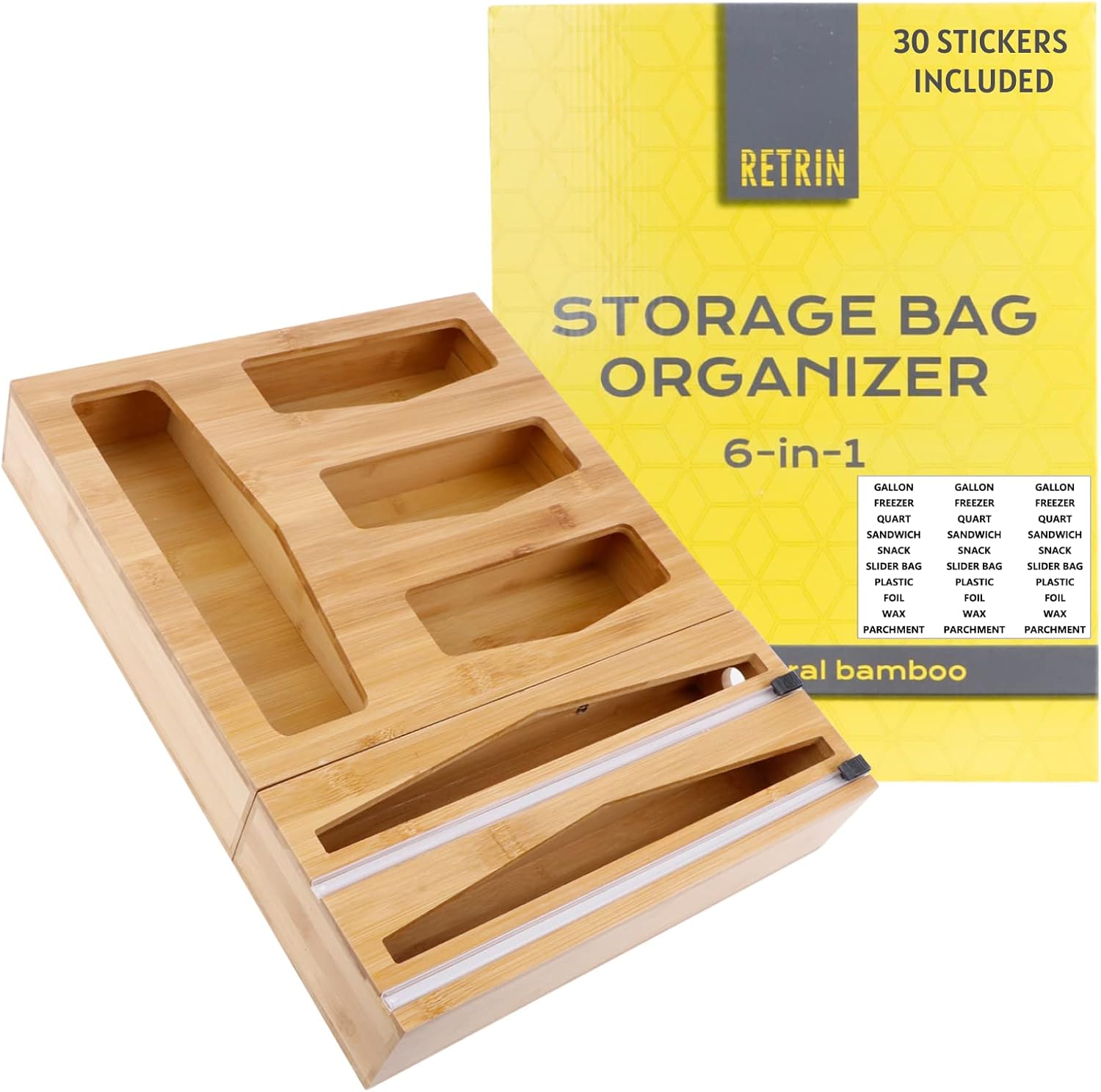 Ziplock Bag Organizer and Foil Wrap Dispenser 6in1