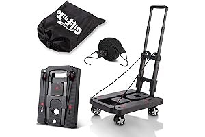 Folding Hand Truck, Lightweight Shopping Cart Foldable with 4 Rotate Wheels