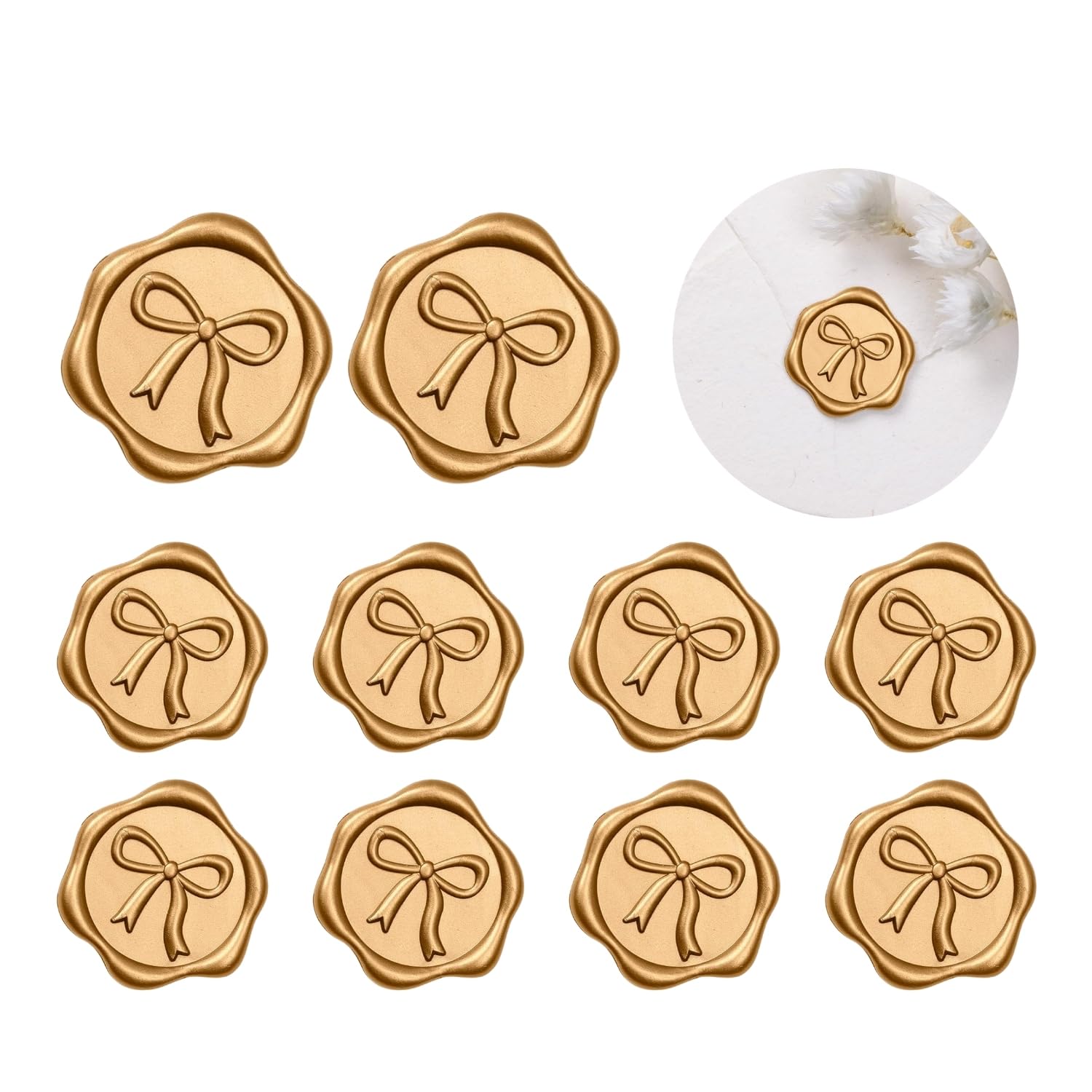Wax Seal Stickers – 10 Pcs Self-Adhesive 3D Bow Design Envelope Seals | Peel & Stick Wax Seals for Wedding Invitations, Gift Wrapping, Cards, Scrapbooking & Party Decor-image-17