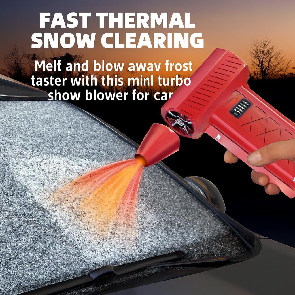 Mini Turbo Snow Blower for Car – 2026 Upgrade LED Electric Snow Removal Tool with 3-Speed Adjustable Modes, Handheld Portable Design for Winter Snow & Dust Cleaning (Black)