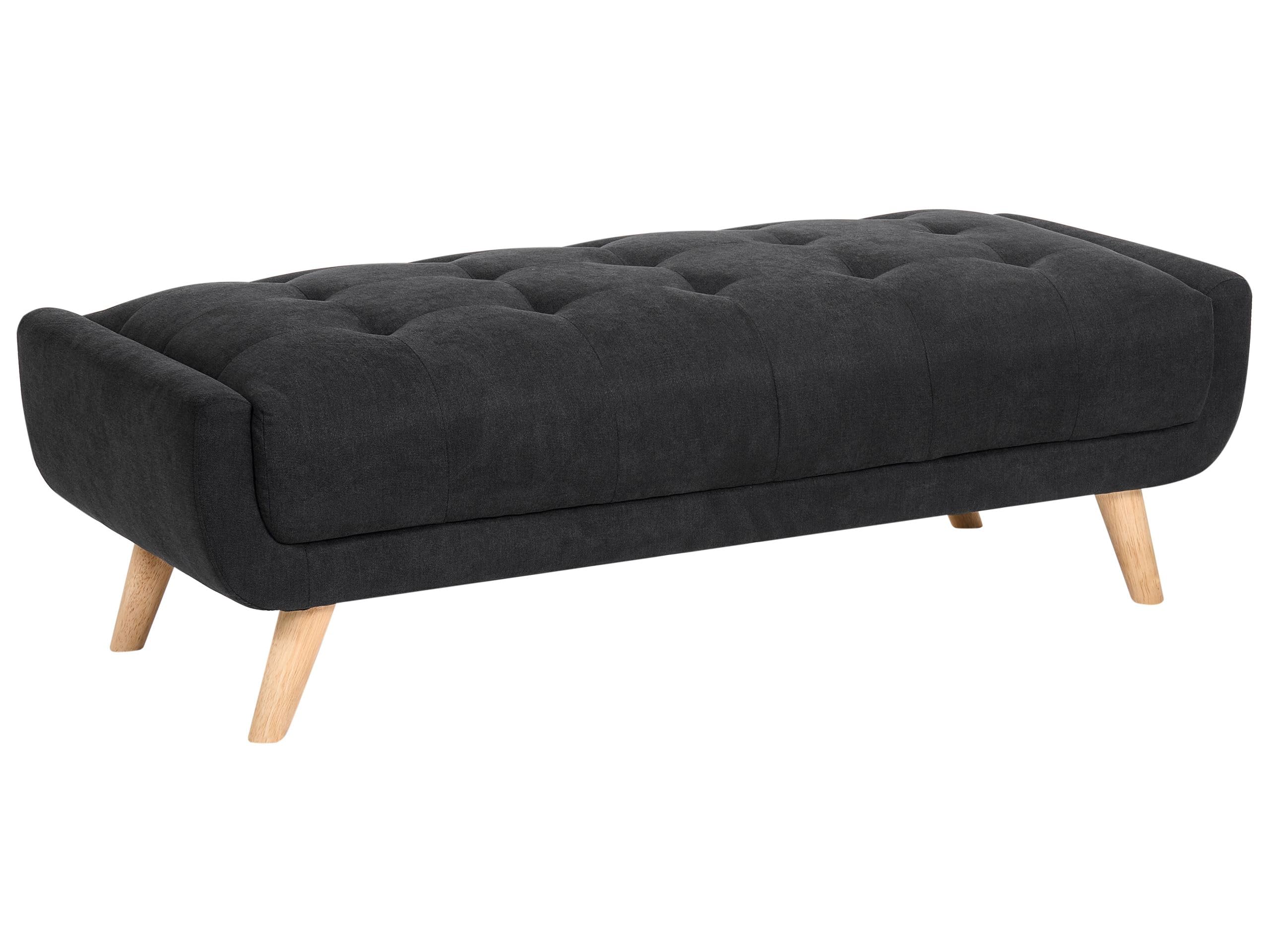 Beliani Otomana Rectangular tapizado de Tela con Patas de Madera Estilo Retro Negro Habo