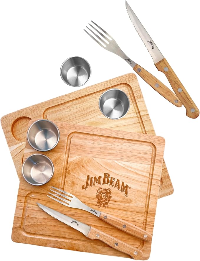 Jim Beam® 2 Pack Steak Serving Set - Durable Para-wood