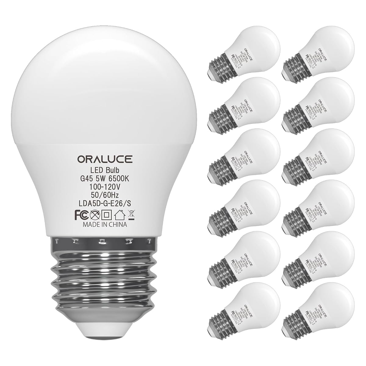 Oraluce A15 Light Bulbs 40 Watt Cool White 6500K, Small Led Light Bulb 5 Watt,