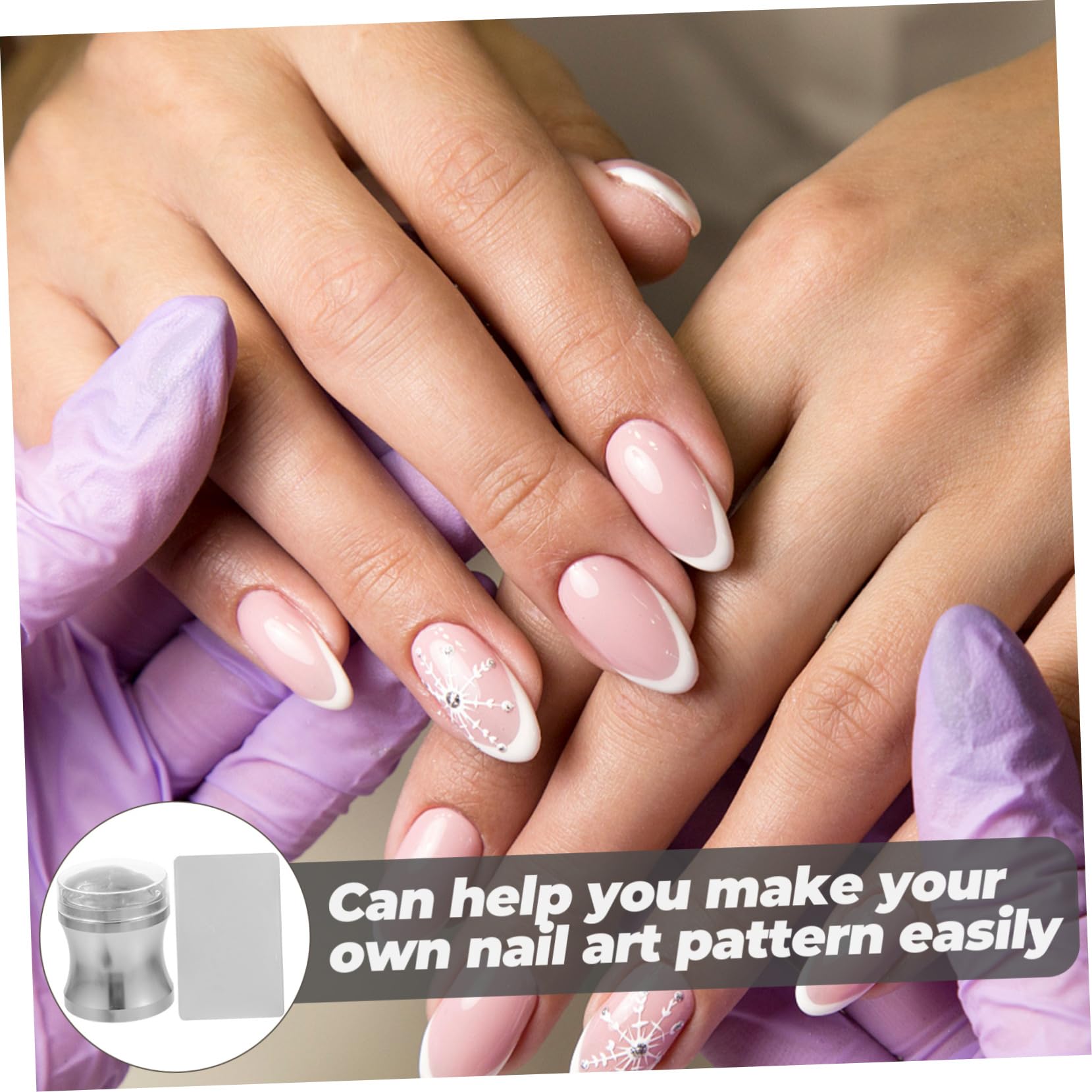 WOONEKY 5 Set Di Stampini Per Nail Art Kit Per Manicure Con Punta Francese Set Di Stencil Per Unghie Per La Progettazione