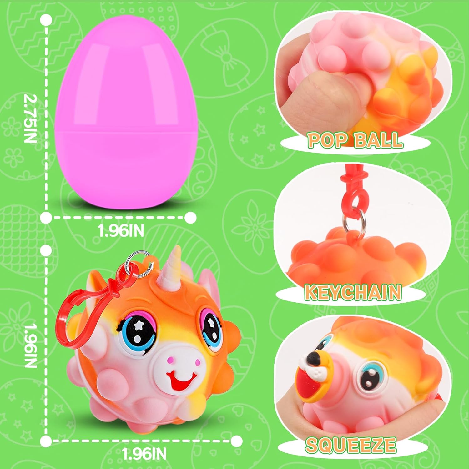 KissFuture 24 Pack Prefilled Easter Eggs with 3D Animal Pop Balls Toys, Easter Eggs Filled for Egg Hunt ,Easter Baskets Stuffers, Easter Gifts for Kids, Easter Classroom Prizes