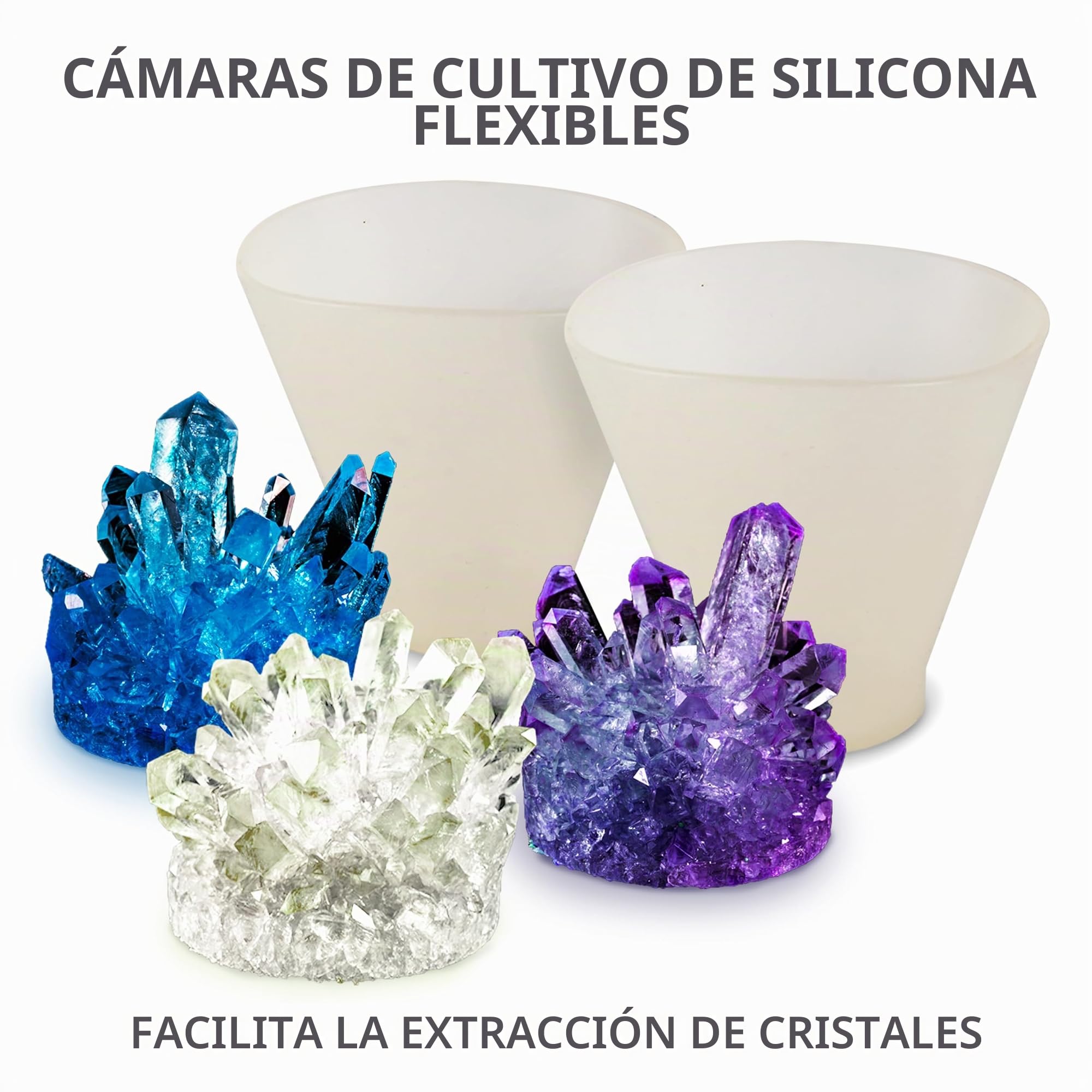 NATIONAL GEOGRAPHIC Mega Kit de Cultivo de Cristales - Cultive 6 Cristales Rápidamente (3–4 Días), con Exhibidor Iluminado, 4 Muestras de Cristal Genuino, Kit Científico Exclusivo de Amazon