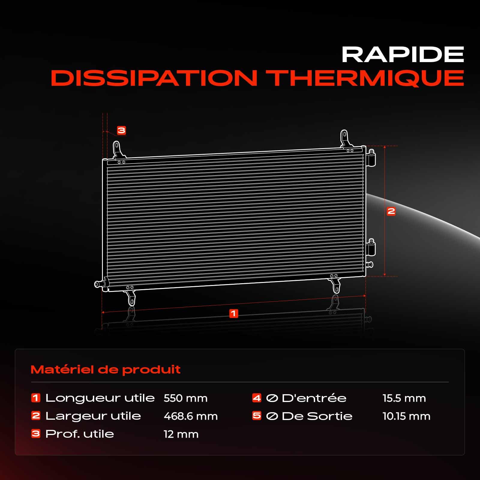 Frankberg Condenseur de climatisation 921004BE0A | Compatible avec: X-Trail T32 T32R T32RR, Espace V JR, Kadjar HA HL, Koleos II HC, Qashqai II SUV J11 J11