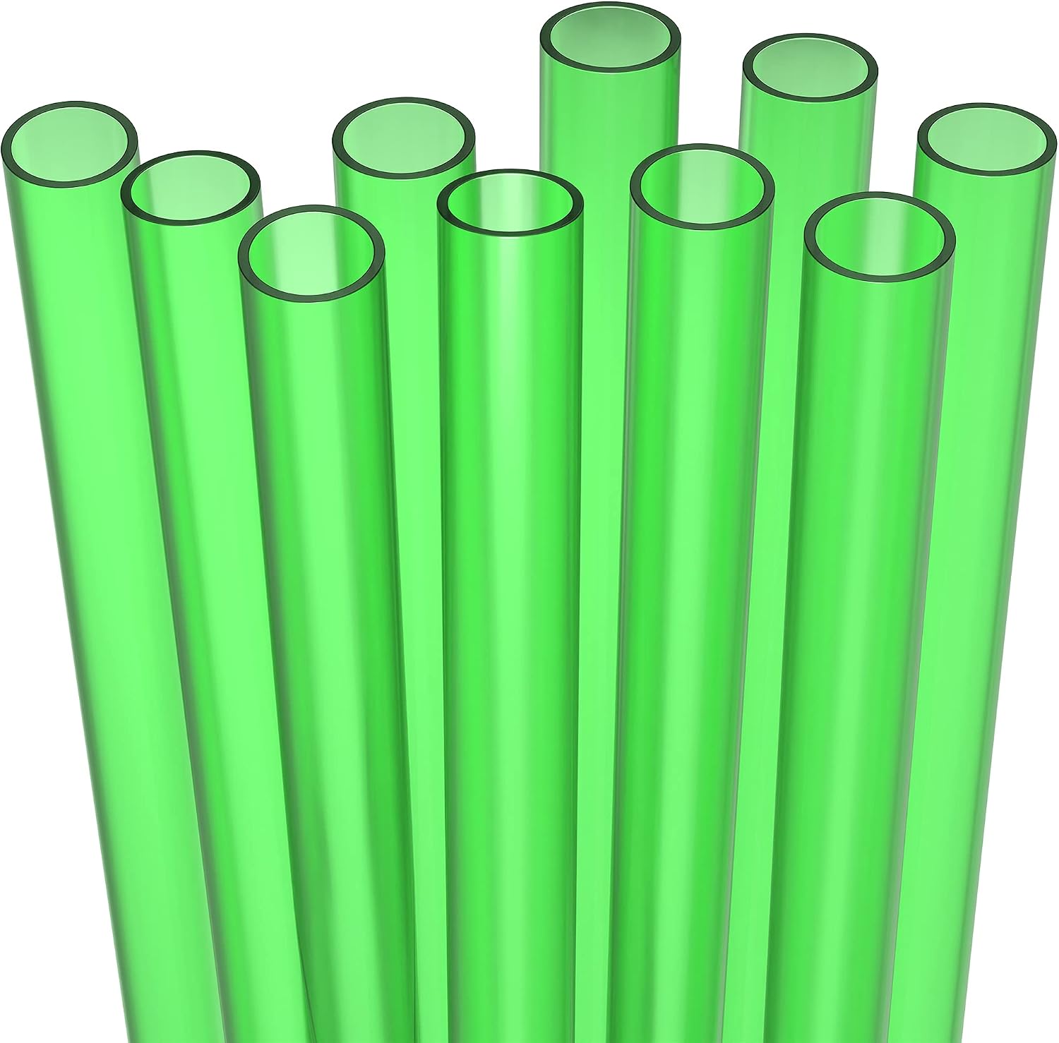 Fiesta First 10 EXTRA WIDE Long Reusable Hard Plastic Drinking Straws + Cleaning Brush - Fat Thick Large Jumbo Straws for Smoothies, Milkshakes, Thick Drinks - Assorted - Dishwasher Safe BPA Free
