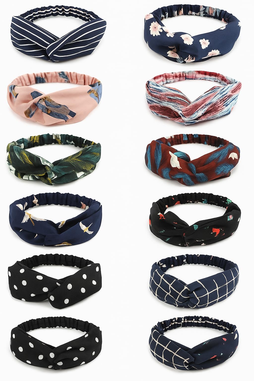 Floral Print Elastic Headbands, Twisted Knot Design Hairband for Women, Stretchy Hair Accessories for Girls, Multicolour, Pack of 5