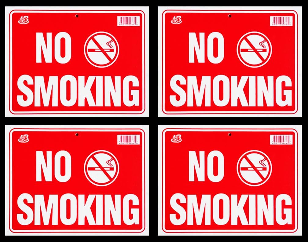 4 Signs NO SMOKING Sign Flexible Heavy Thick Plastic (9 inch X 12 inch)