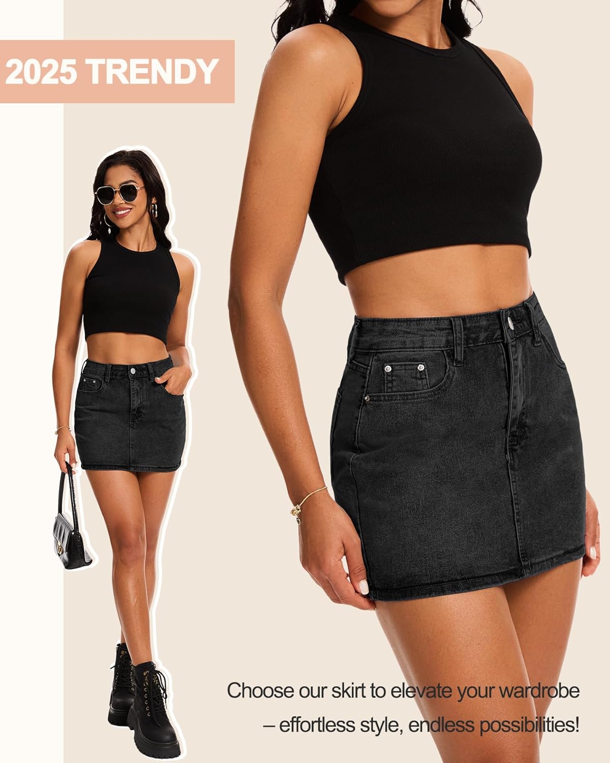 Women’s Denim Jean Skirt Mini Y2K Low Waisted Casual Cute Skirts with Pockets - Image 3