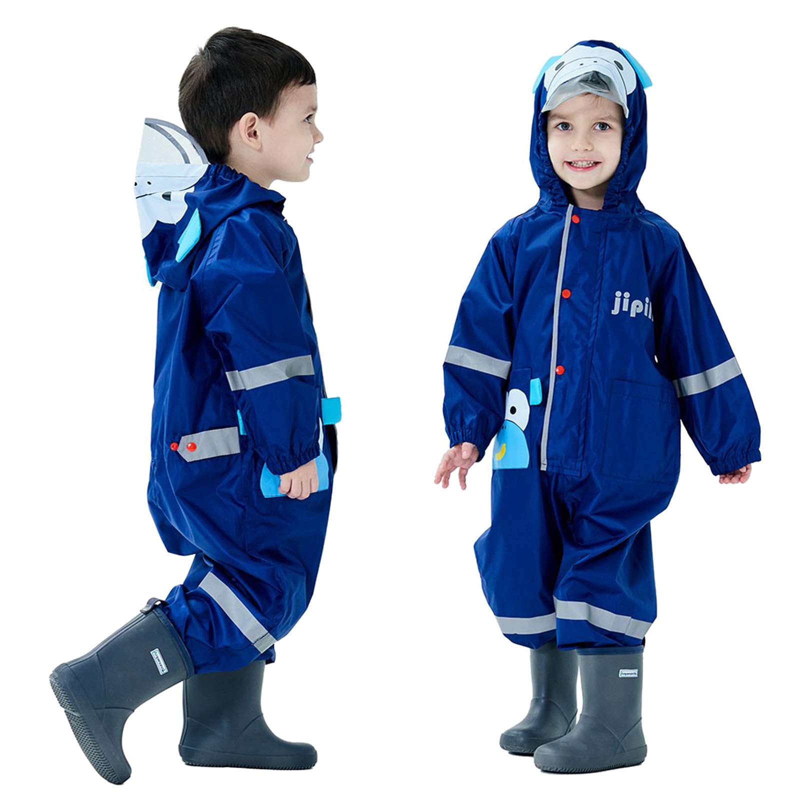 Puddle kombinezon dziecięcy wodoodporny garnitur chłopcy dziewczęta wszystko w jednym kombinezon przeciwdeszczowy z kapturem lekki wzór zwierzęcy jednoczęściowy odzież przeciwdeszczowa dla