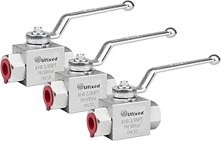 Ufixed Hydraulic Valve 2 Way 3/8 Inch NPT 7250 Psi Shut-Off High Pressure Washer Ball Valve 4400 Psi Pressure Washer Pump Parts KHB Ball Valve with handle Quick Connect Bite Valve 3 Pcs Pack