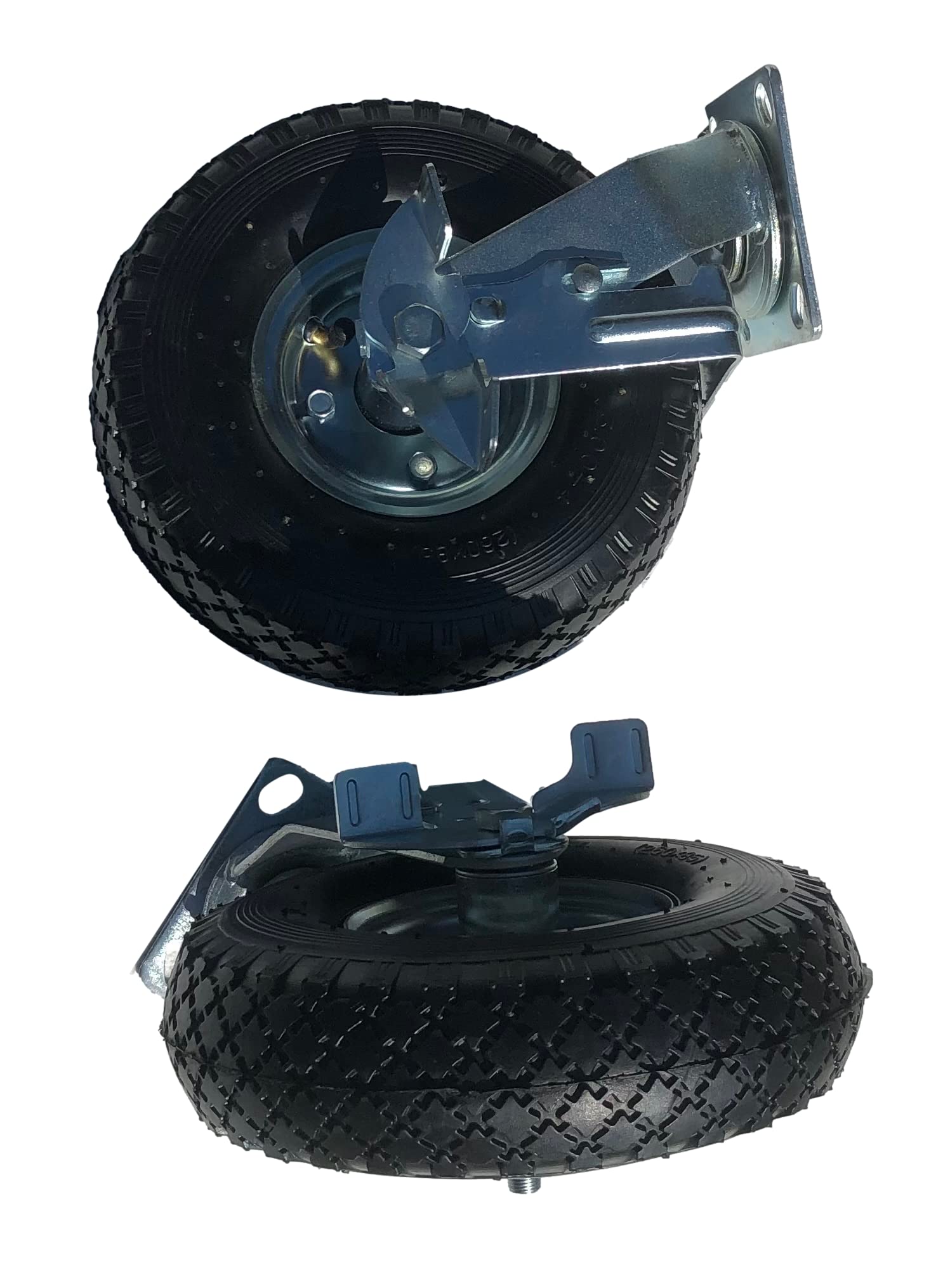 2 x FROSAL Bockrolle + 2 x Lenkrolle gebremst Set Ø 260 x 85 mm | 3.00-4 Rad als 4-tlg. Set | Luftrad mit Bremse