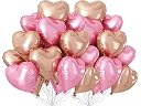 AMFIN (Pack of 20) 18 Inch Heart Foil Balloons - Rose Gold & Light Pink gallery image