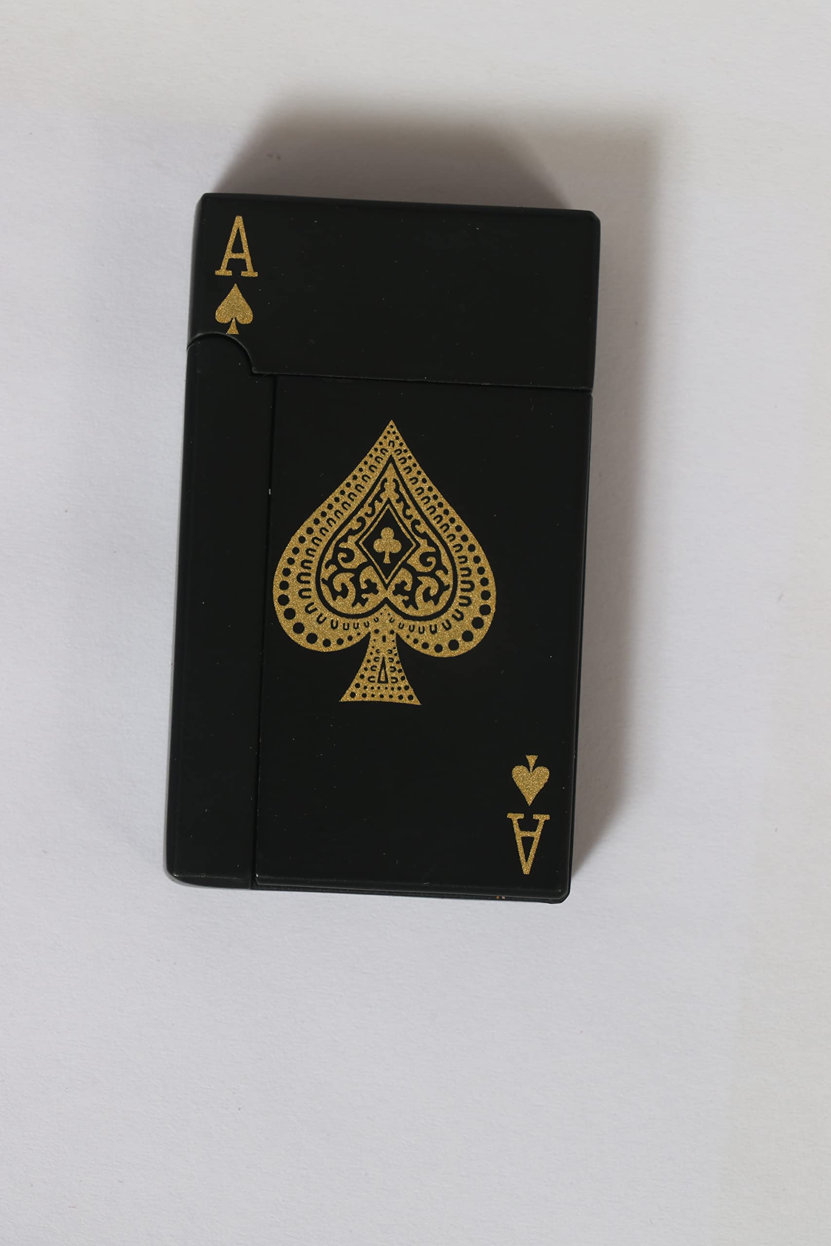 Metal Jet Torch Lighter, Windproof Lighter Playing Cards Cool Design For Gift, Ace Of Spades Refillable Butane Lighters (Black)