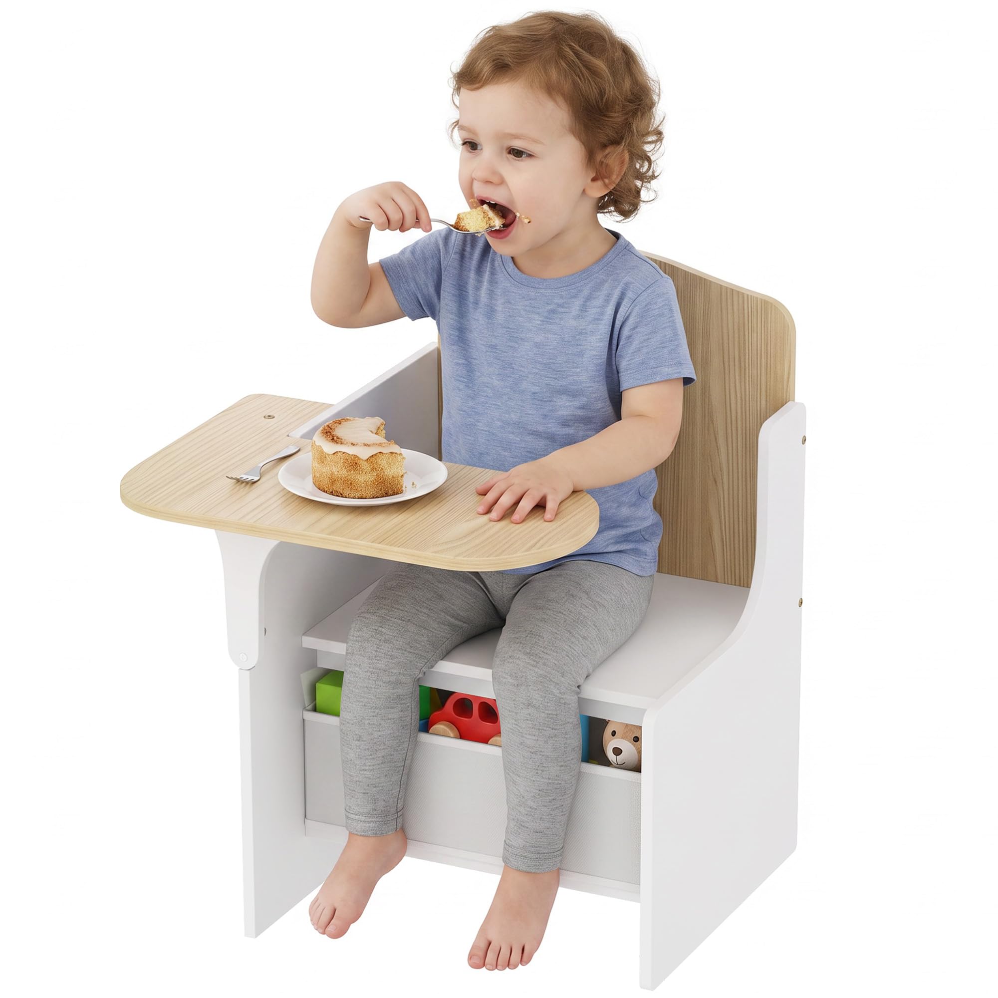 AIYAPLAY Bureau et Chaise pour Enfants avec Bac de Rangement 3-5 Ans Blanc