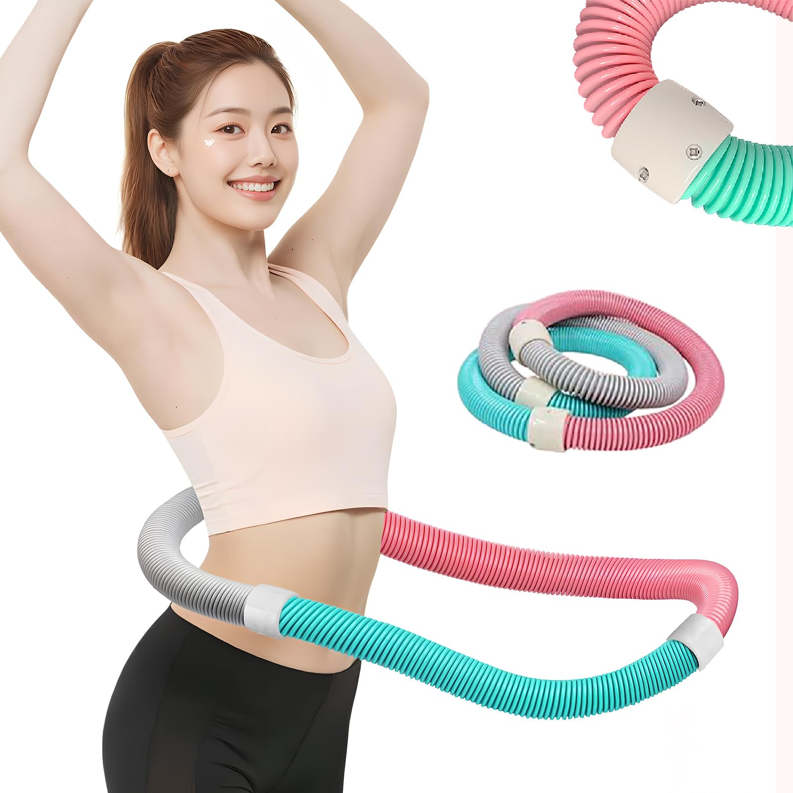 改良されたサイレントバージョン かいりょうばん スプリングフラフープフラフープダイエット用ダイエット用 フラフープ ダイエット用 フラフープ 大人向け 加重デザイン 静音 コンパクト収納 腰部・胸筋・脚・背中トレーニングに最適