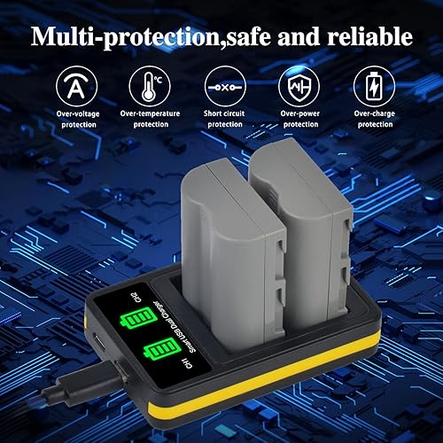 Miniatura 6 de Tectra Paquete de 2 baterías EN-EL3e de alta capacidad y cargador dual LED para cámaras Nikon D50, D70, D70s, D80, D90, D100, D200, D300, D300S, D700