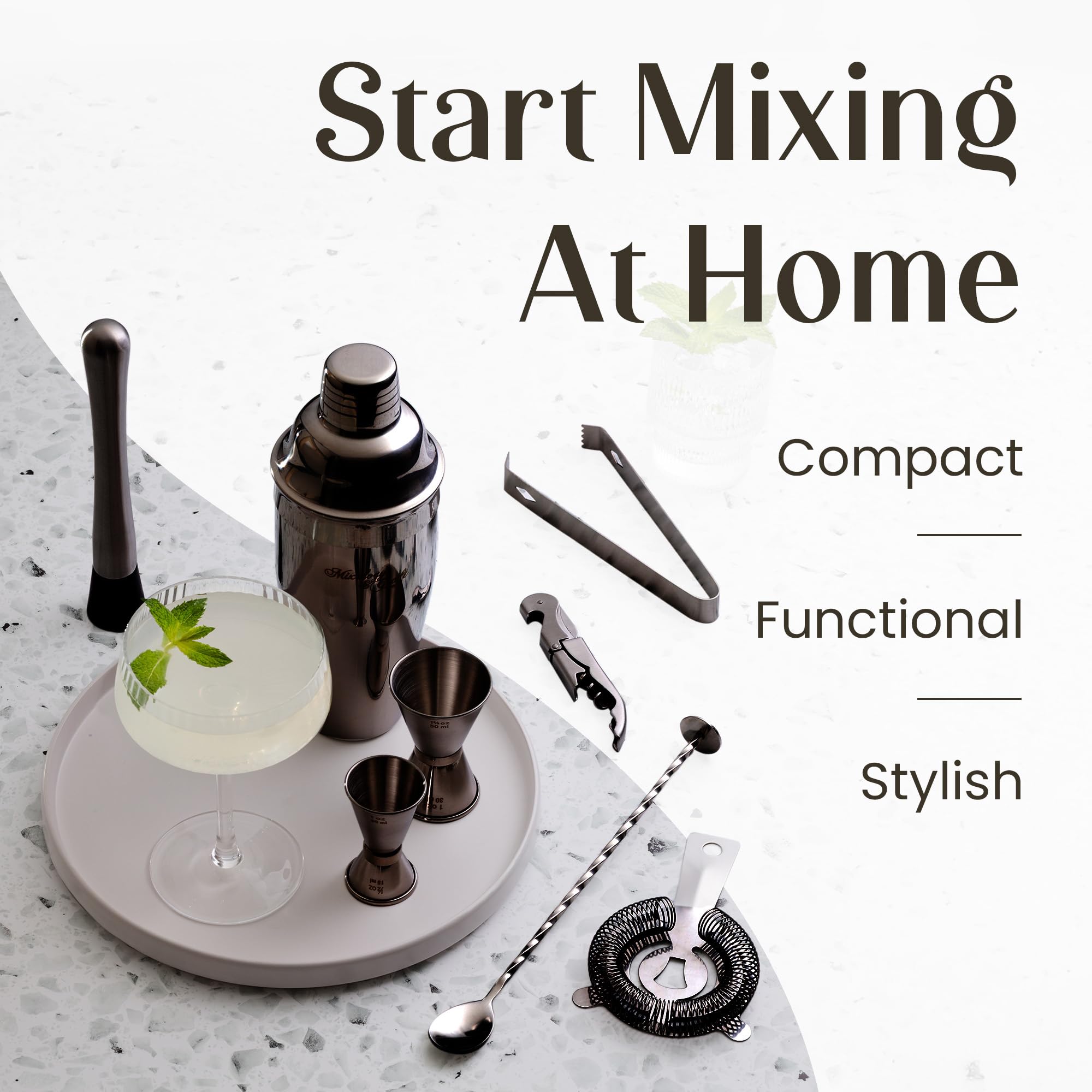 Amazon｜Mixology & Craft 素朴なカクテルシェーカーセット – 木製