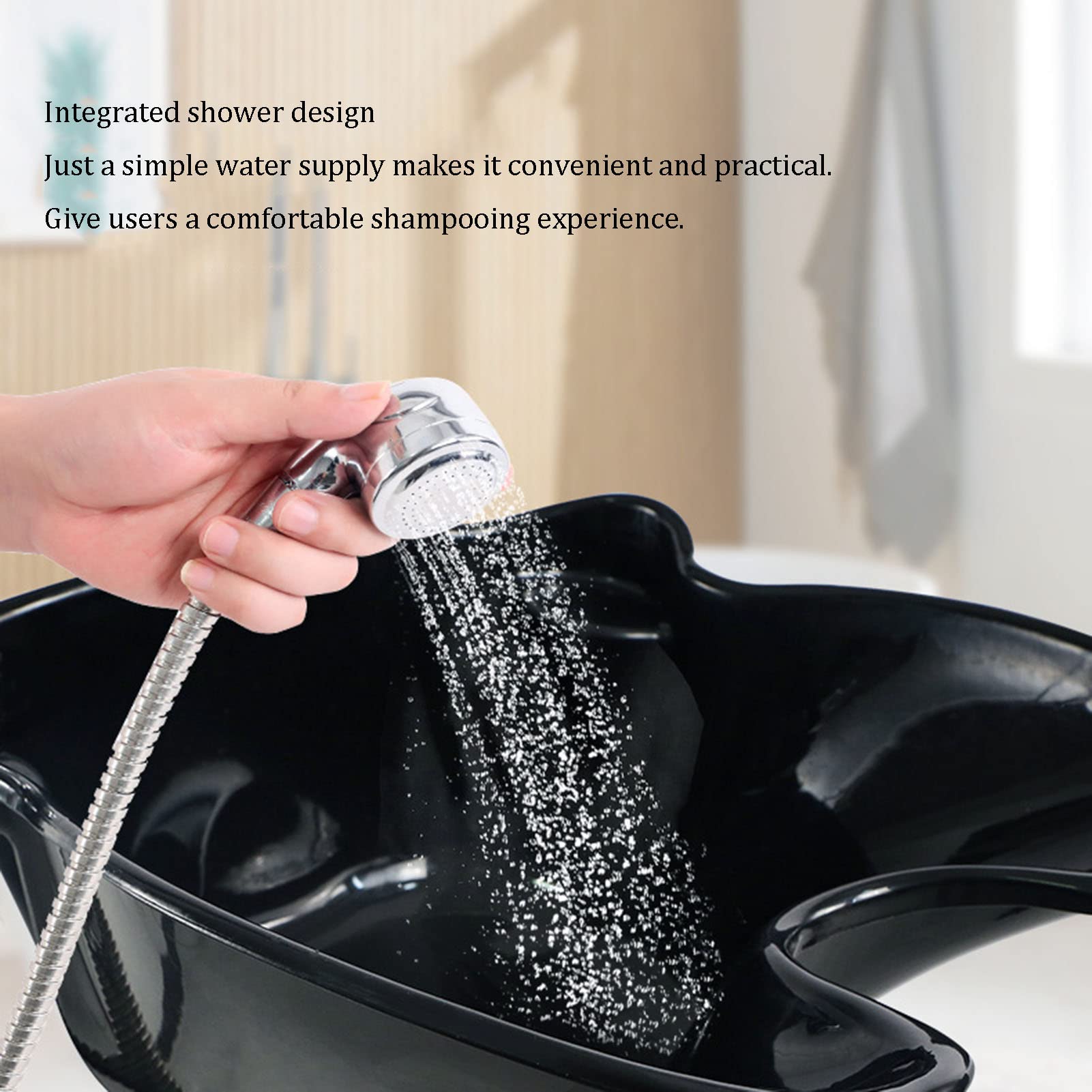 Tragbares, verstellbares Haarwaschbecken, Shampoo-Becken, höhenverstellbares Haarwaschbecken, Friseurladen, ältere/schwangere Frauen, Shampoo-Schüssel, Haarwaschtablett mit 2 Eimern und Abflussschläuc