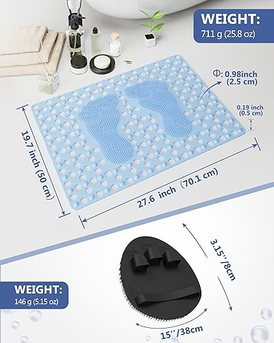 Miniatura 10 de Manmihealth Limpiador masajeador de pies de ducha mejorado con ventosas antideslizantes, depurador de espalda montado en la pared para ducha, tapete