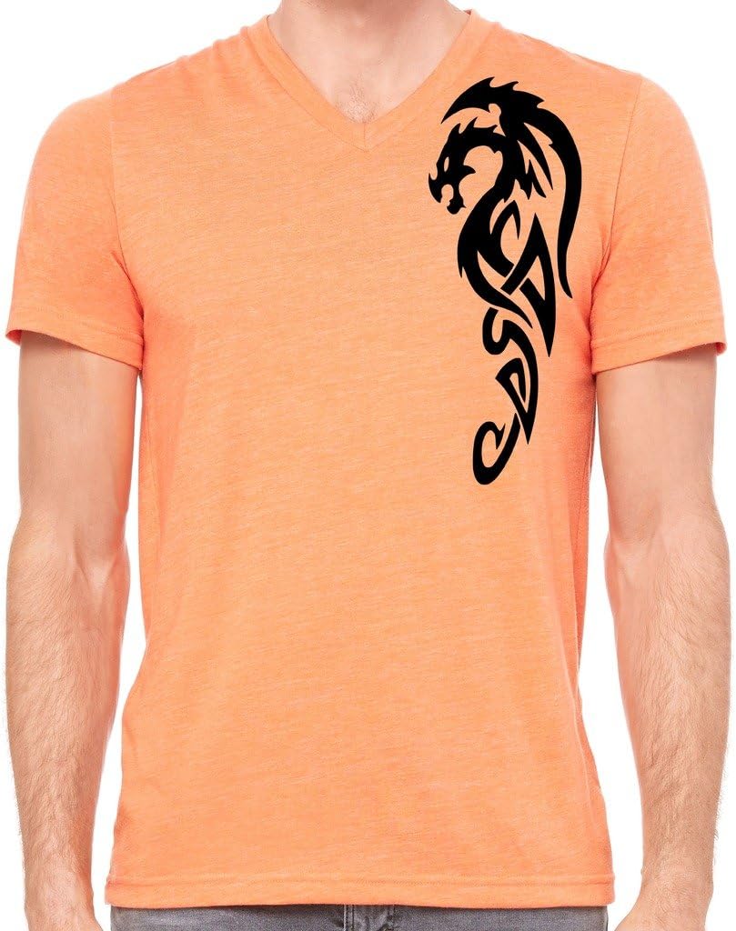 Yoga Clothing For You Mens Tribal Dragon V-Neck Tee Shirt