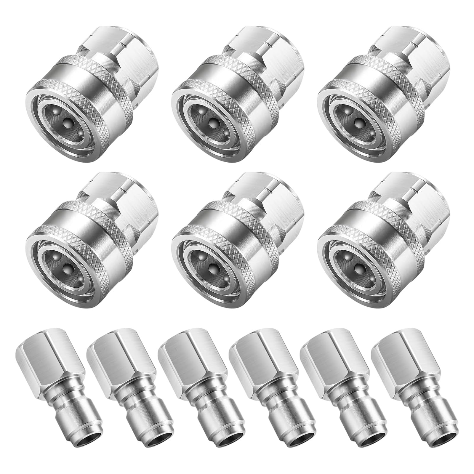 12 Piezas de Accesorios de desconexión rápida de 3/8 Pulgadas, Conectores de arandela de presión de Acero Inoxidable para Limpieza de jardín y, Acoplamiento rápido