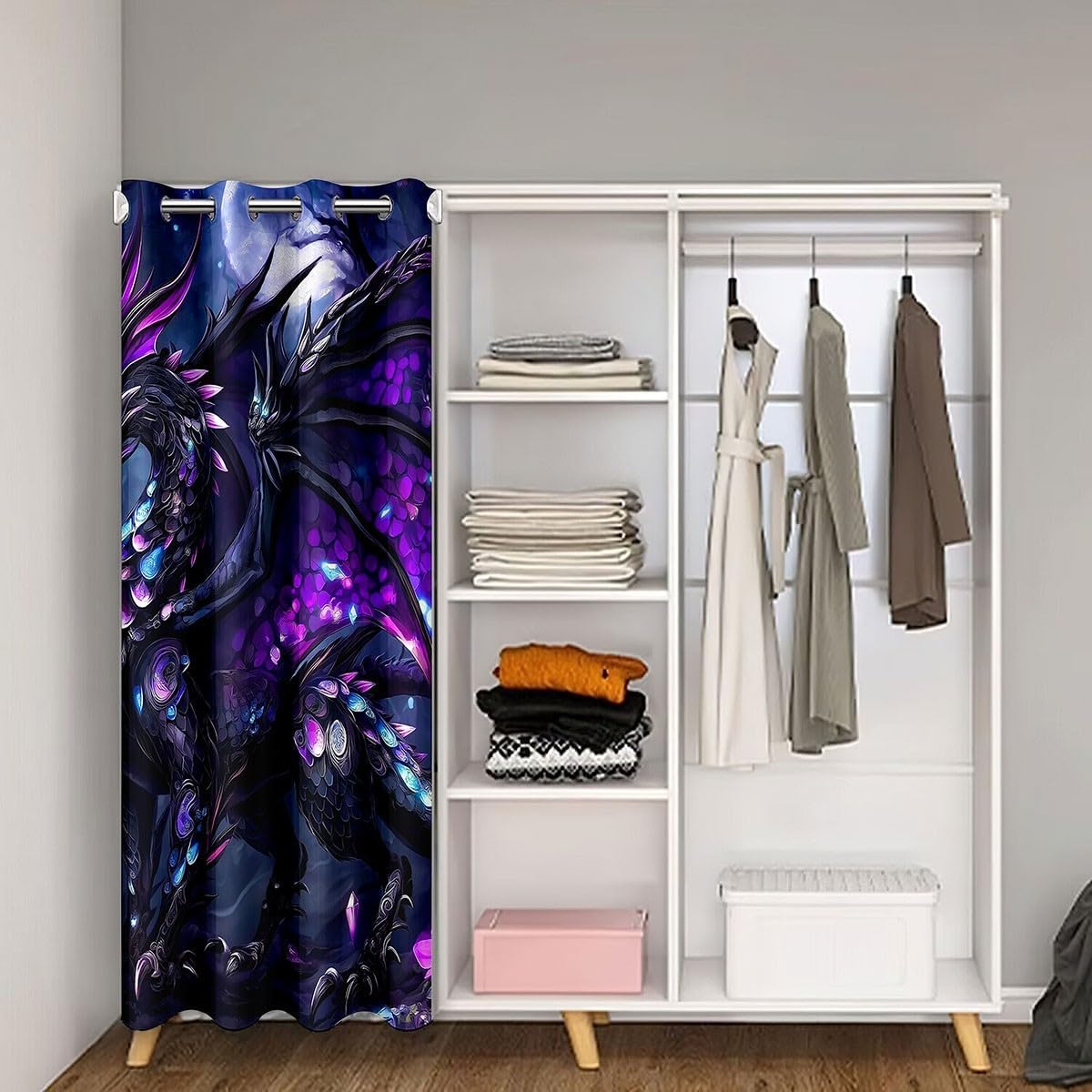 Magical Dragon Door Curtain Fierce Jungle Animal Blackout Curtain for Girls Boys Kids Horror Style Wildlife Doorway Curtain Western Fantasy Privacy Door Drape 1 Panel 42" W X 80" L