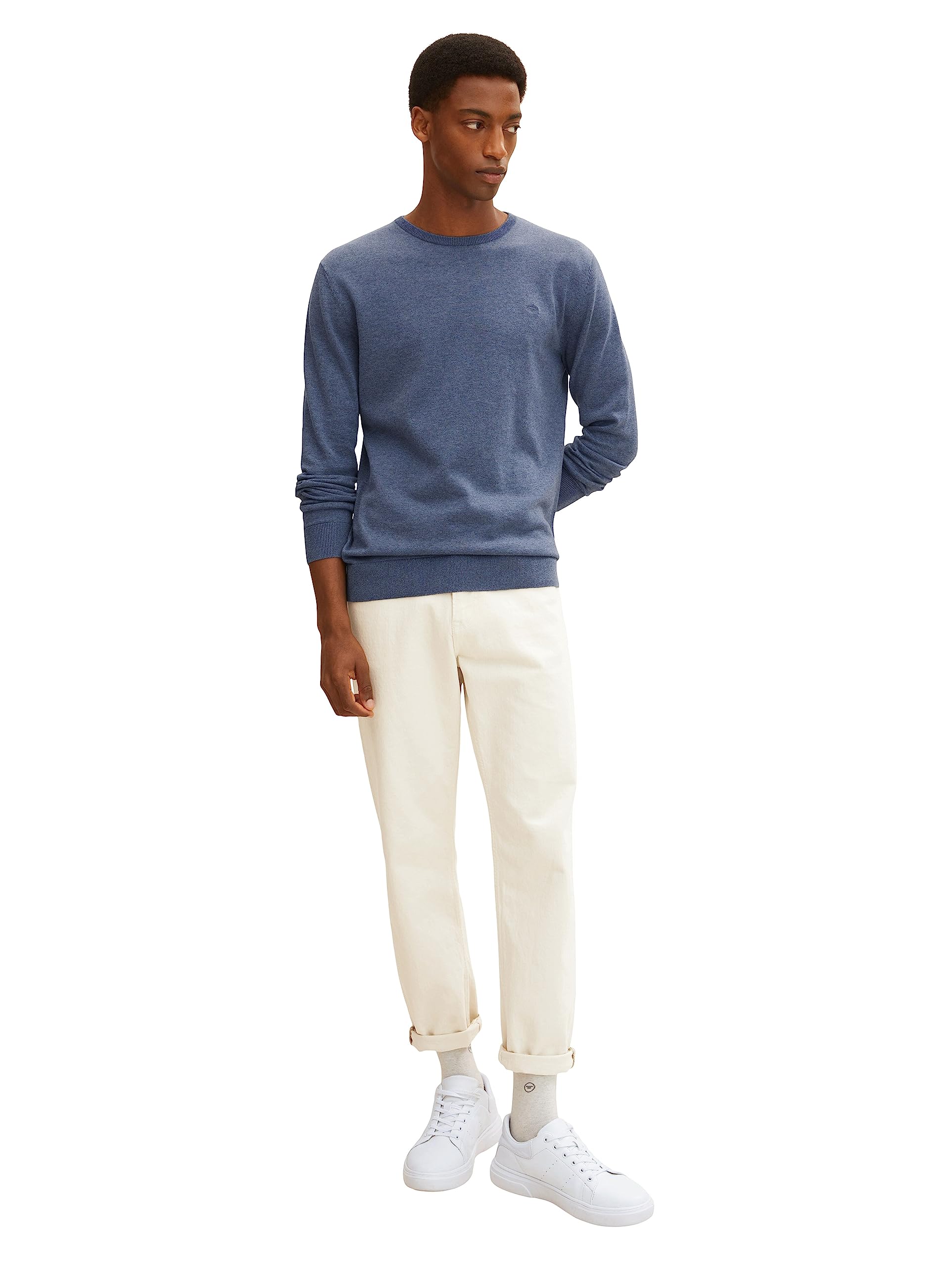 TOM TAILOR Uomini Maglione Basic Plus Size con logo ricamato