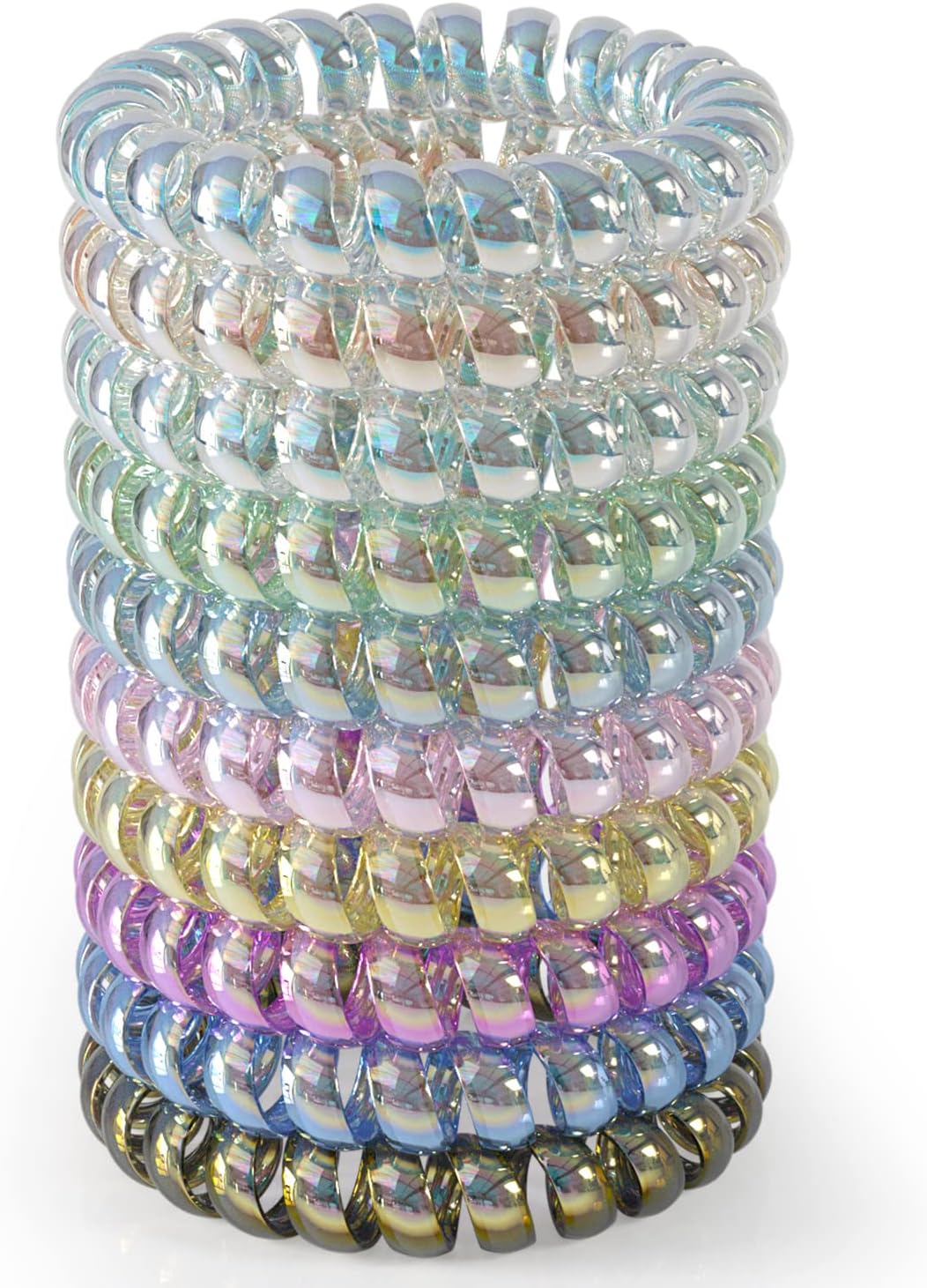 10 Attaches Cheveux Spirale Clarissi - Rose Clair Et Chaud - Élastiques Téléphone Multifonction