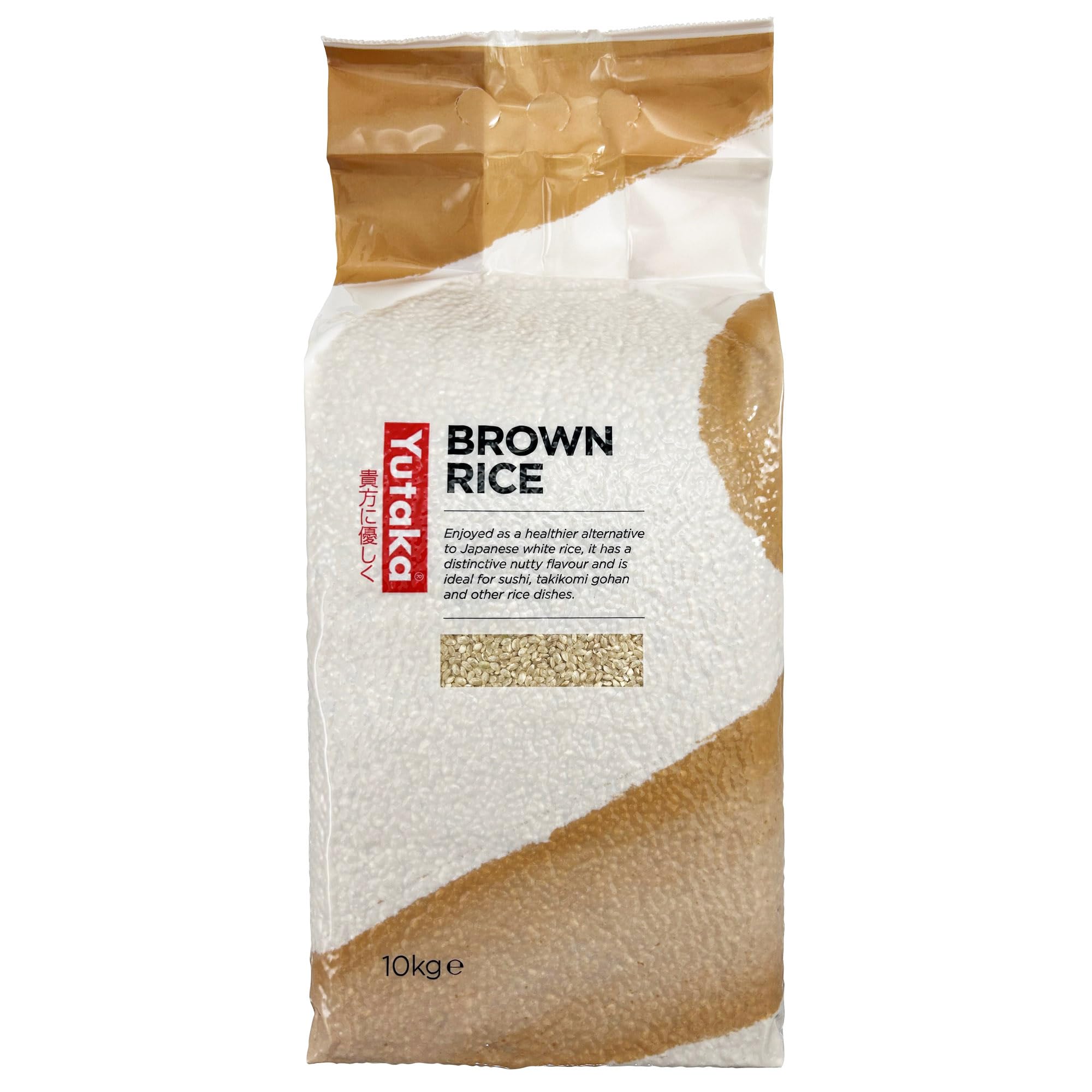 Yutaka - Brown Rice, 10kg - Wholegrain Japanese-Style Rice - Nutty Flavour, High Fibre & Nutrient-Rich - Perfect for Sushi, Takikomi Gohan, Bento & Healthy Asian Recipes