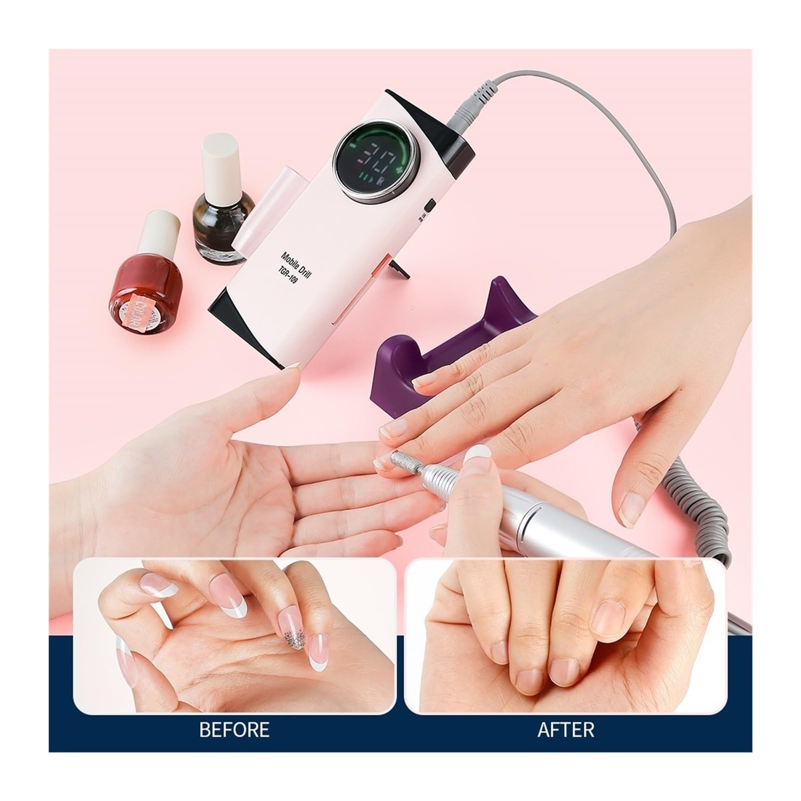 ネイルドリル 最大30,000RPM デジタル表示ネイルマシン ネイル研削盤電動ネイルドリルマシン、コードレスポータブル最大