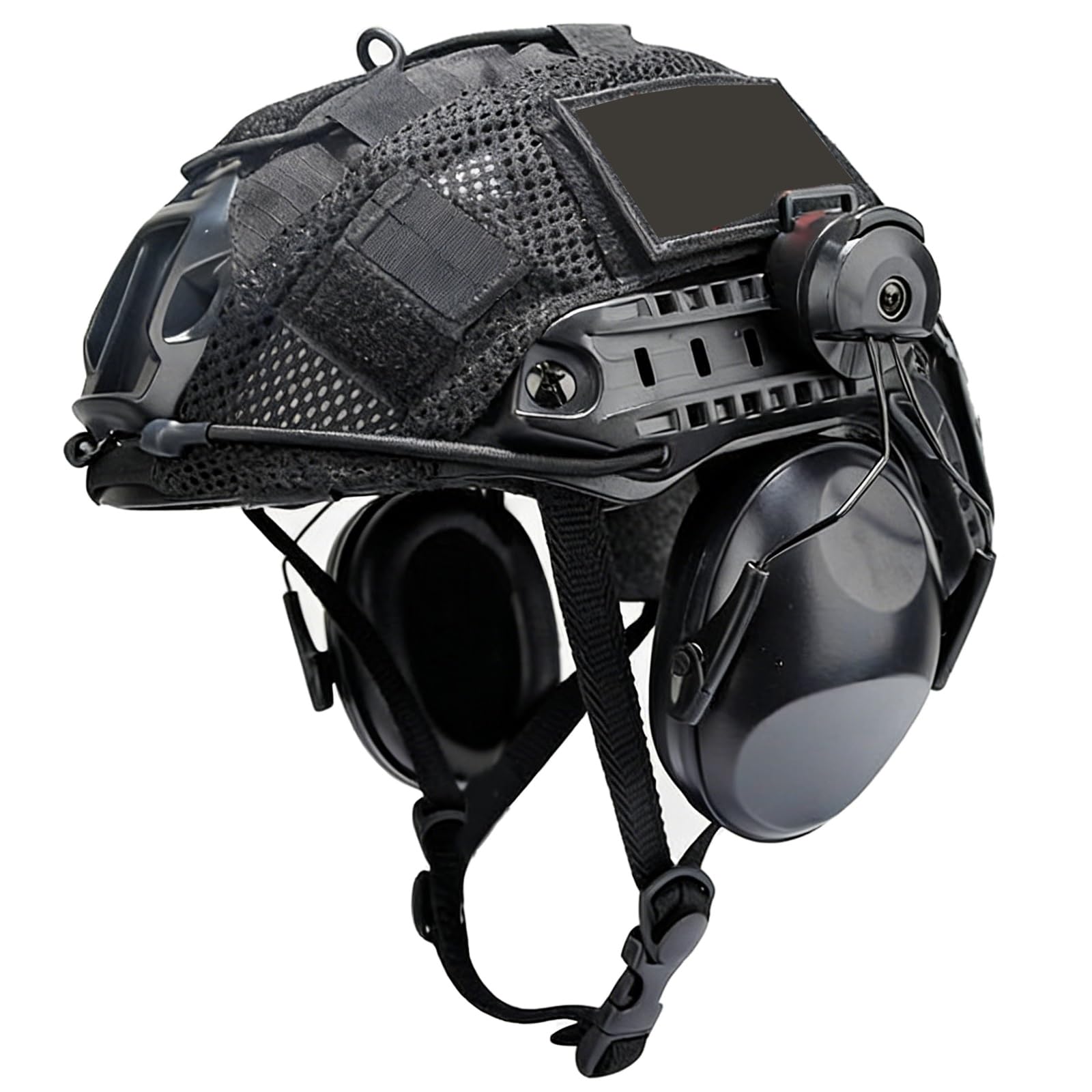 Juego De Casco Táctico Fast Airsoft con Orejeras, Tela Protectora, For Caza, CS, Paintball Y Equipo De Entrenamiento