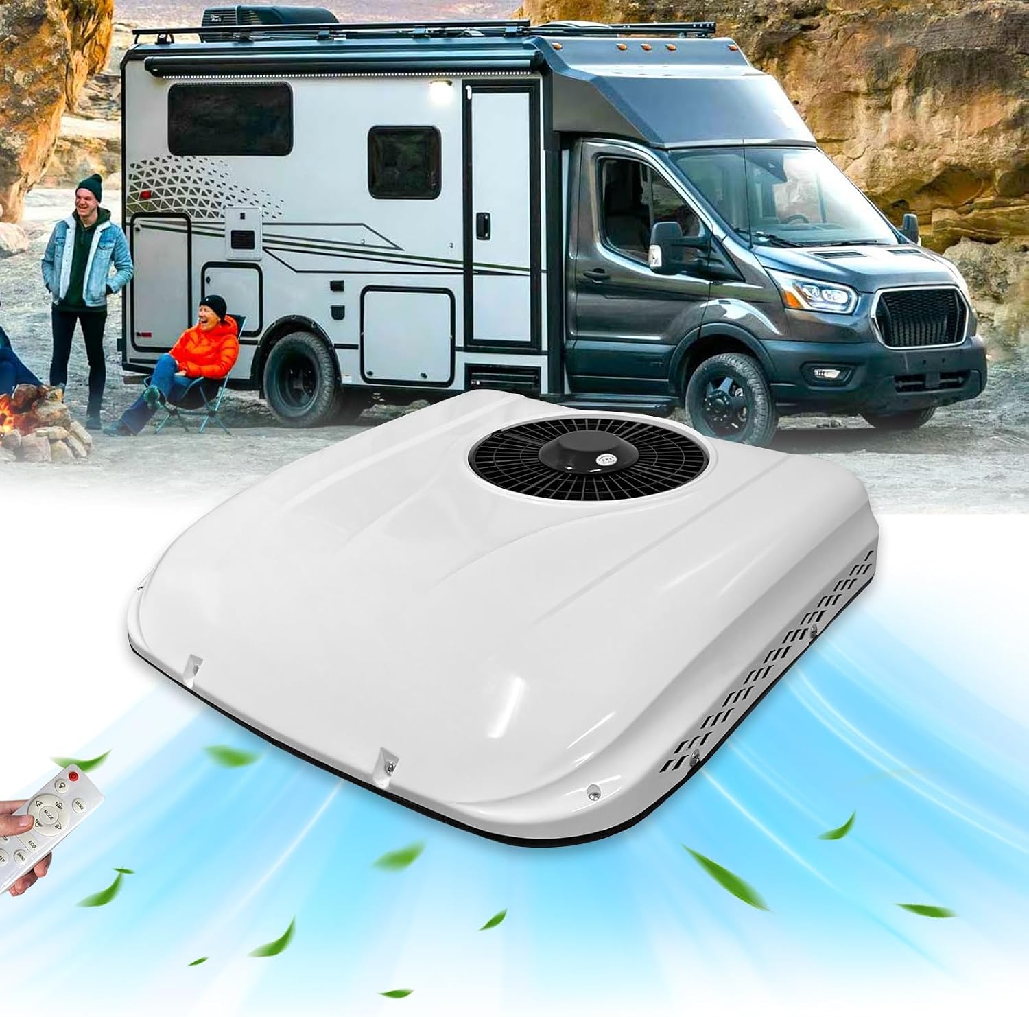 12V DC RV Air Conditioner, Universal RV Rooftop Ac Unit 12 Volt Roof Top Camper AC Units, Quiet Easy Install Only Cooling For Truck, Trailer, Fifth Wheel, Golf Cart, Motorhome, Van, Bus
