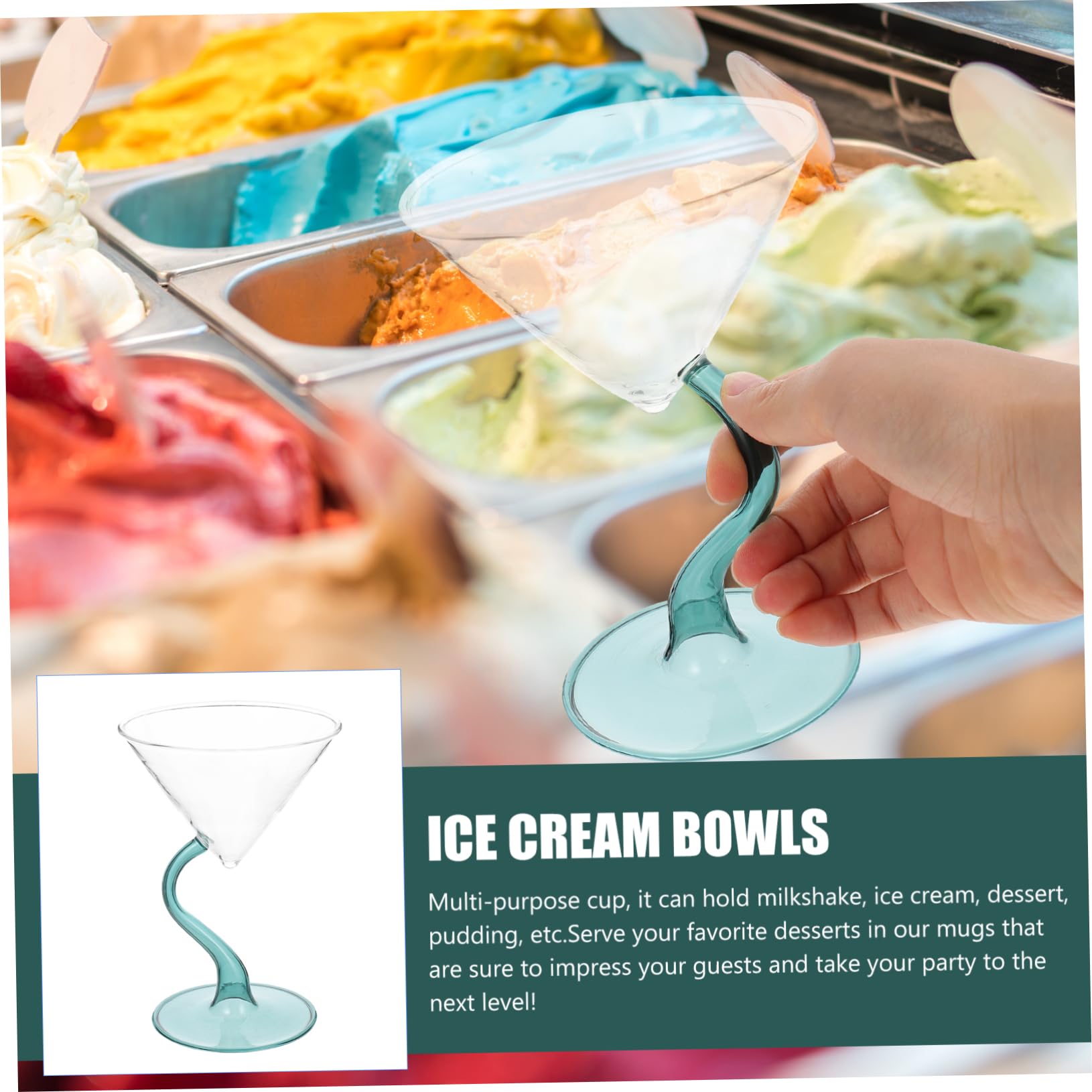 PRETYZOOM 3 Pz Coppa Gelato in Tazze Bicchieri Da Whisky Mini Gelato Bicchieri Da Liquore Ciotola Di Punch Da o Da Martini Coppette o Bicchiere Green