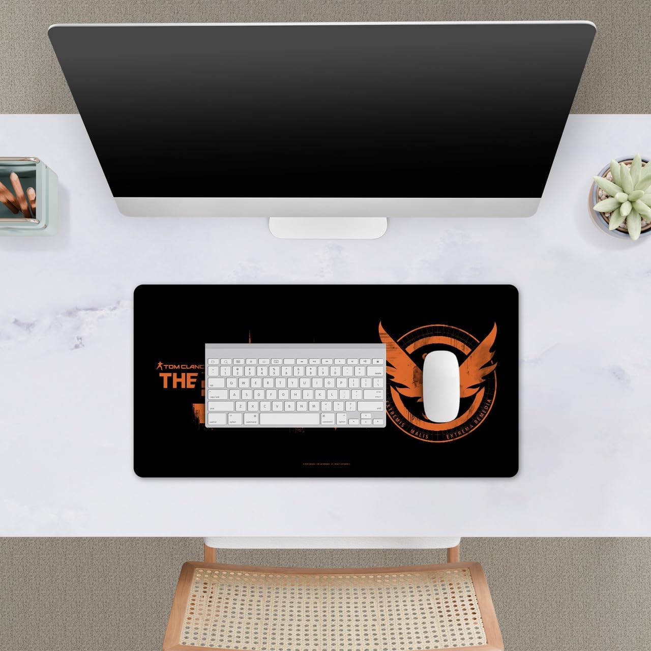 Head Case Designs Officially Licensed Tom Clancy's The Division Logo Black Graphics 23.62 x 11.81 x 0.12 inches (600 x 300 mm) - L Gaming Office Desk PC Keyboard Mouse Mat Pad image 3