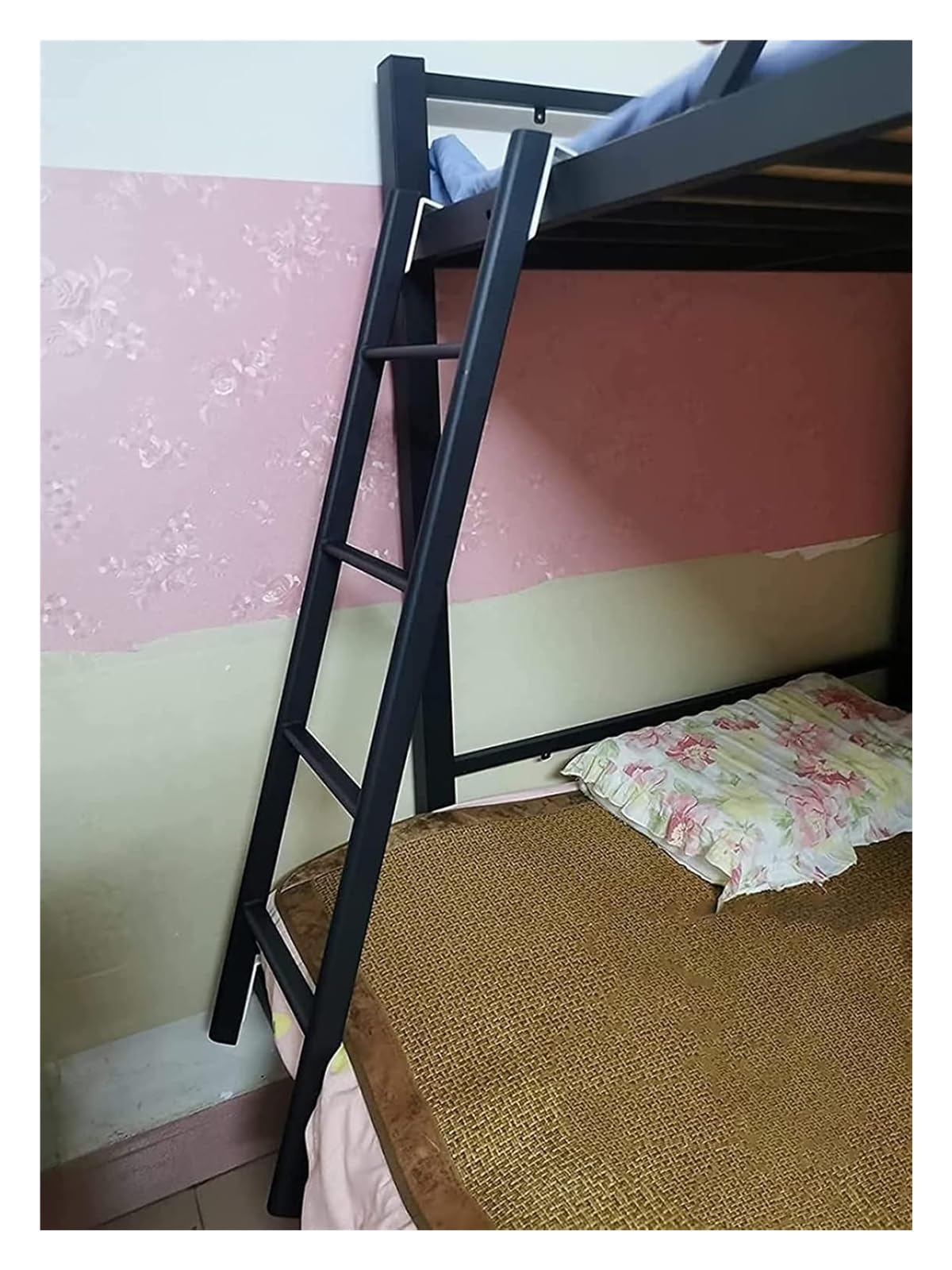 Etagenleiter, Etagenbettleiter zum Einhängen, Metall-Etagenbetten Leiter for Wohnungen Schlafsaal Hubbett Wohnmobil Wohnwagen Haken-auf Loft Leiter Schwarz/Weiß(White)