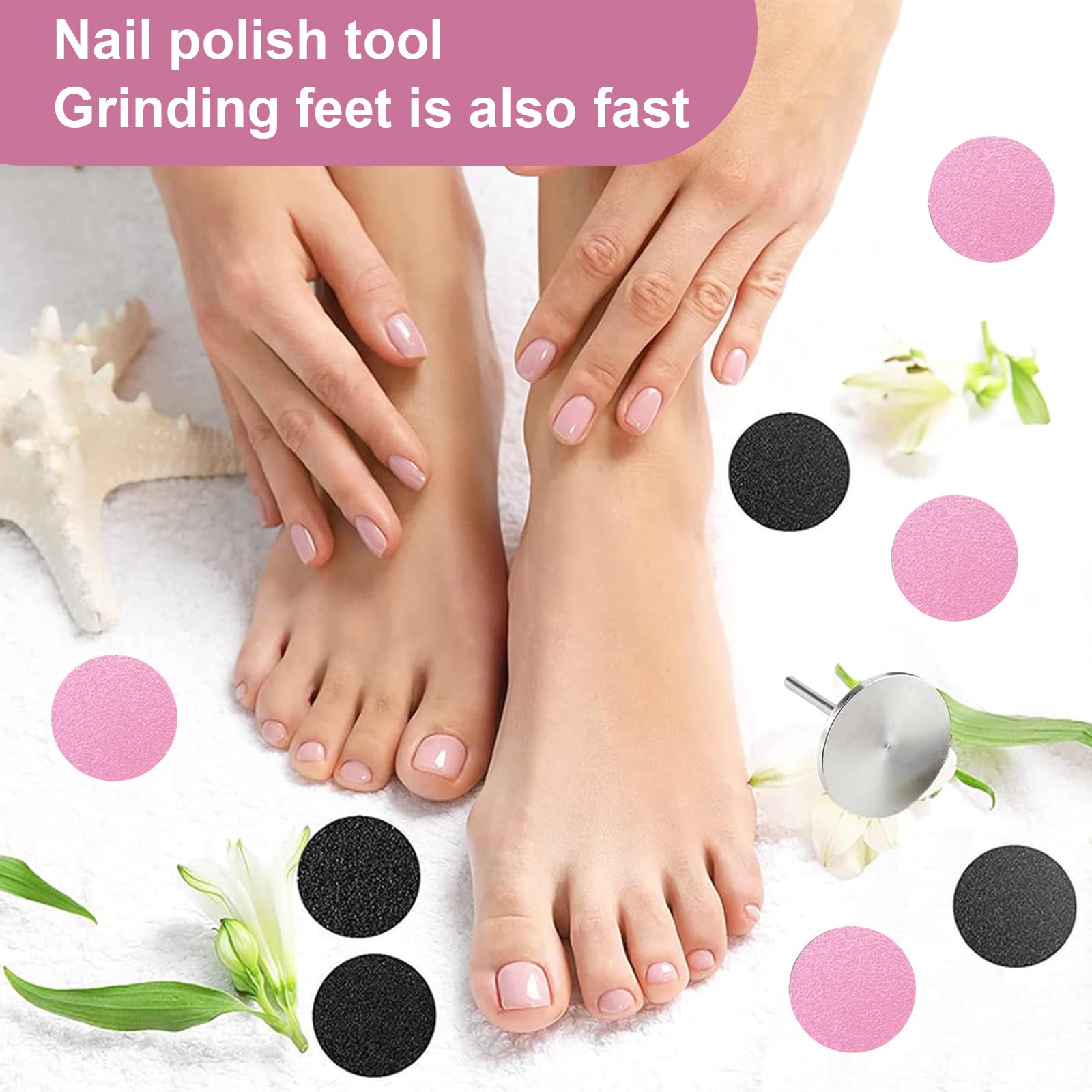 101pcs Herramienta De Pedicura, Papel De Lija Accesorio de Reemplazo de Herramienta de Pedicura de Discos con Eje Para Eliminar la Piel áspera, Seca Y Muerta Y Los Callos de los pies (25mm)