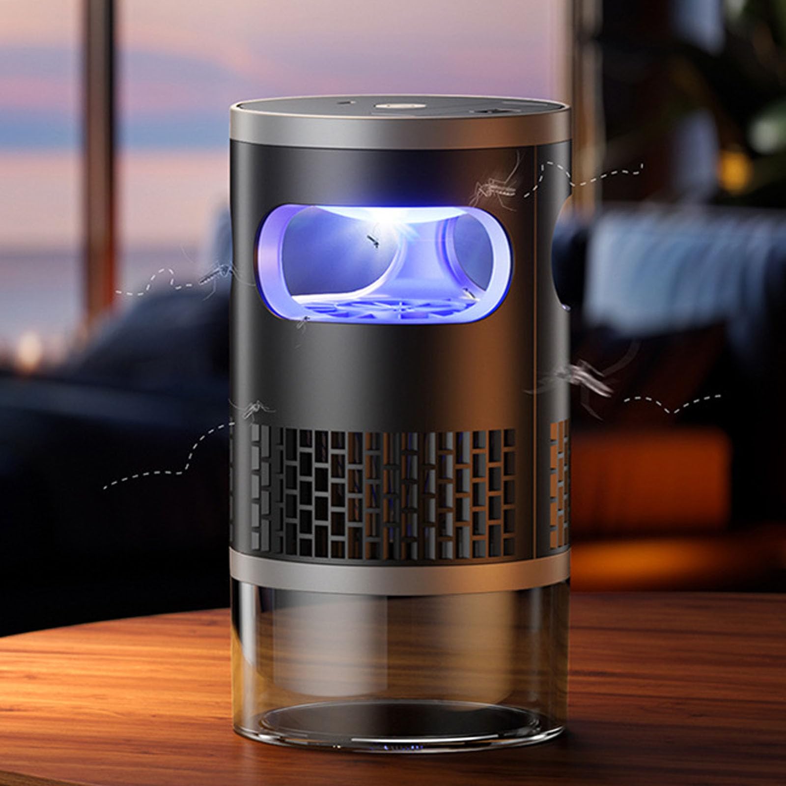 Ultra-Quiet Bionic UV Suction Mosquito Trap, Quiet UV Mosquito Trap & Bug Zapper, USB Indoor Insect Trap with Night Light, Safe for Bedroom, Nursery and Pet Areas (black)