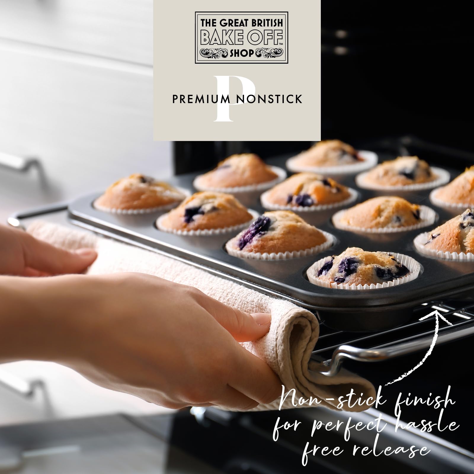 The Great British Bake Off Muffin Tray, Yorkshire Pudding Tin for Baking 12 Cup Cupcake Tin, 3cm Deep, Official GBBO Logo - Image 3