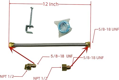 Miniatura 5 de Chimenea rectangular de gas y chimenea de gas, quemador H para chimenea de gas bunrer con 3 tubos (15 pulgadas)
