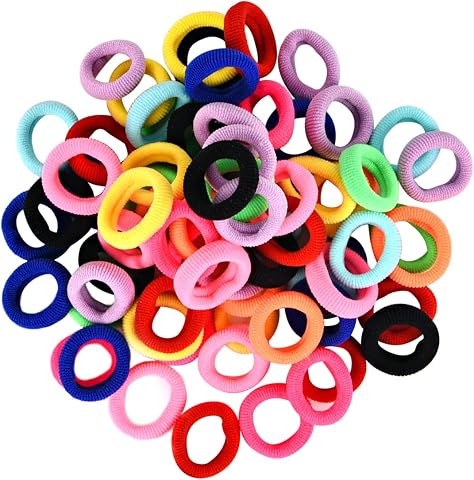100 PCS Baby Hair Ties, Elastic Hair Bands Small Hair Ties for Girls Rubber Bands Elastic Ponytail Holders (Bright 10 Colors)