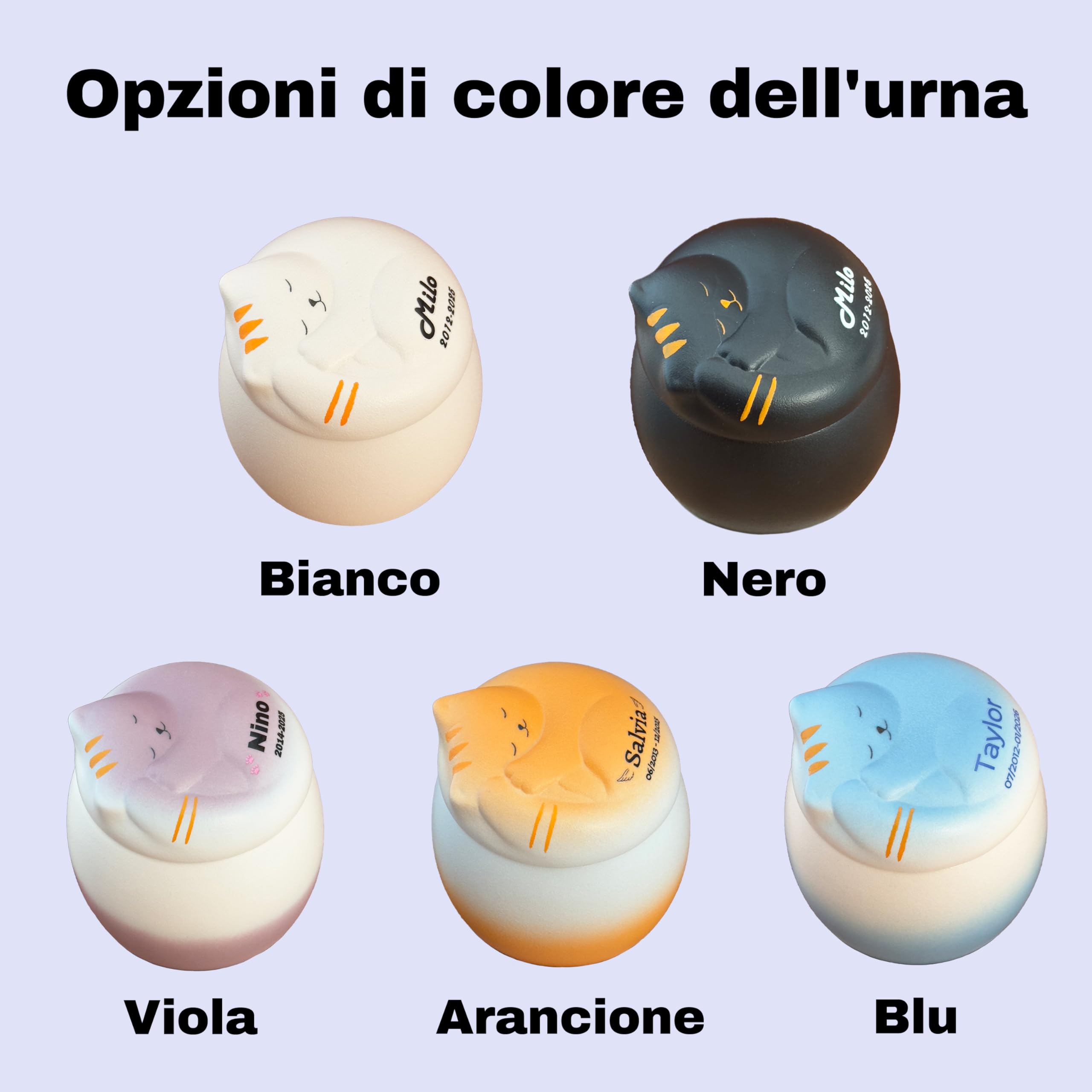 Urna per gatti,Urna per animali domestici per ceneri di gatti, personalizzate personalizzate,Urna in ceramica,Fatto a mano,Urna per piccoli animali (nero)