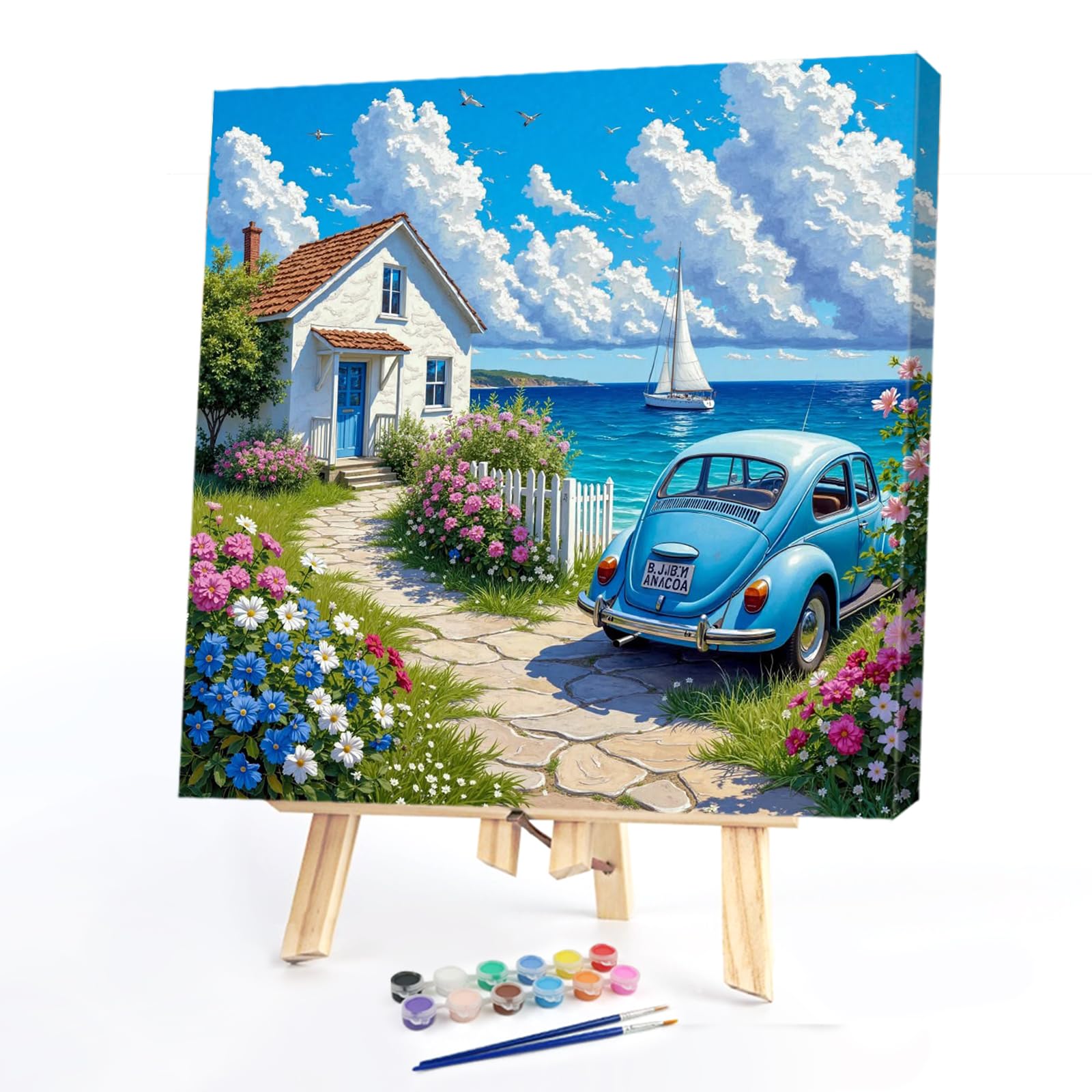 Poetrydraw Lakeside Camp Diy Paint By Numbers Kit 15.75X15.75in Canvas Oil Painting For Beginners & Adults Gift Wall Decor (Lakeside Camp)