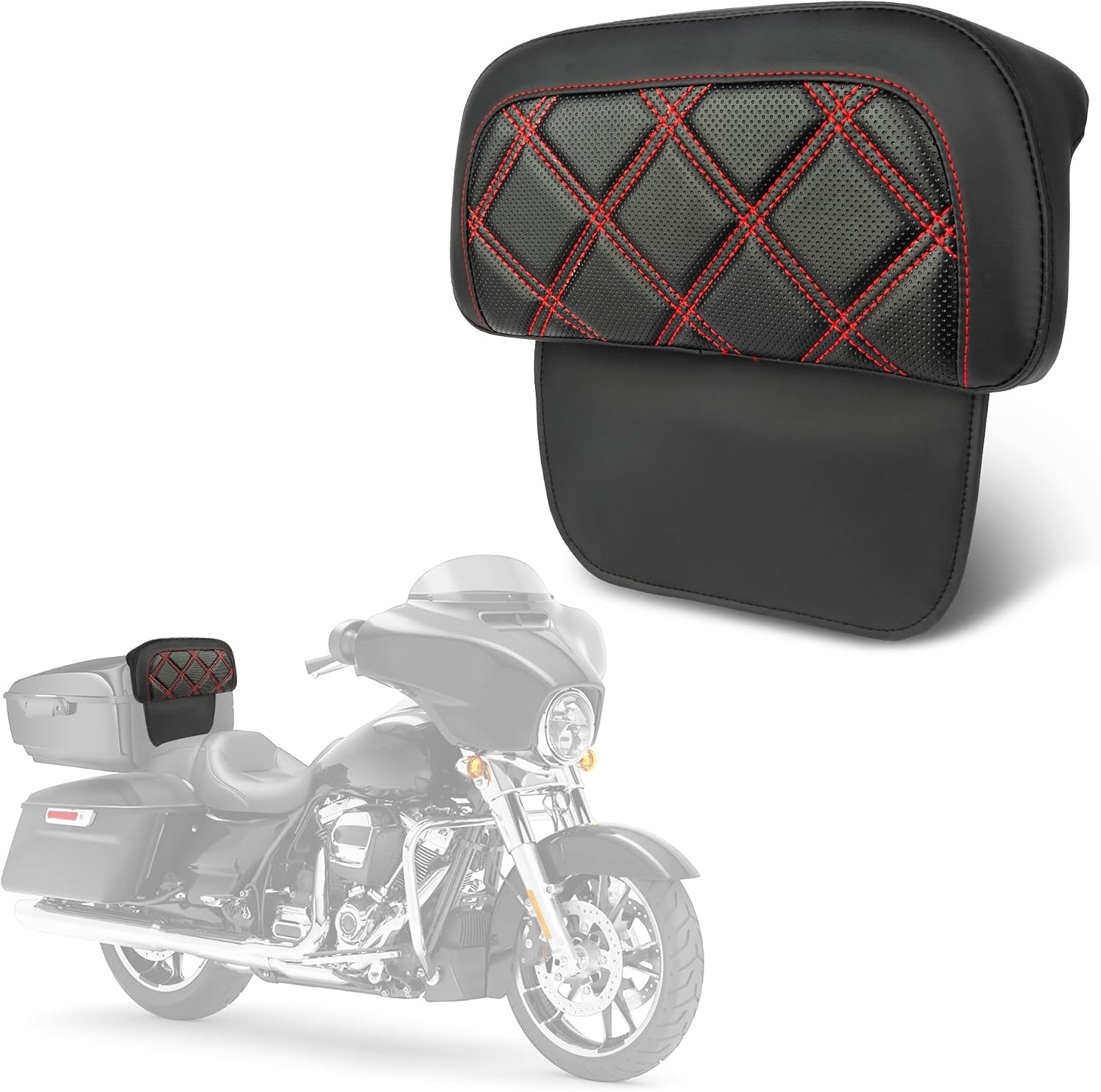 Goldfire Rear Trunk Backrest Pad Razor Chopped Backrest Pad Tour Pack Backrest Pad Fit for Harley Touring Models 2014-2025 Road King Street Glide Electra Glide, Black Woven