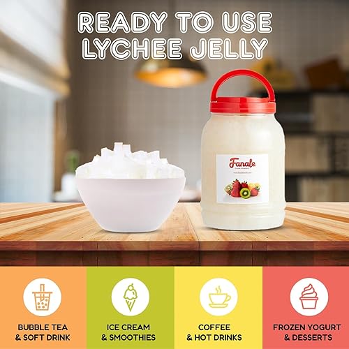 Miniatura 6 de New Fanale Coconut Jelly Topping nata de coco para té Boba  Helado  Yogur  Batido  Té con leche  Postres (Lychee, 8.3 lb)